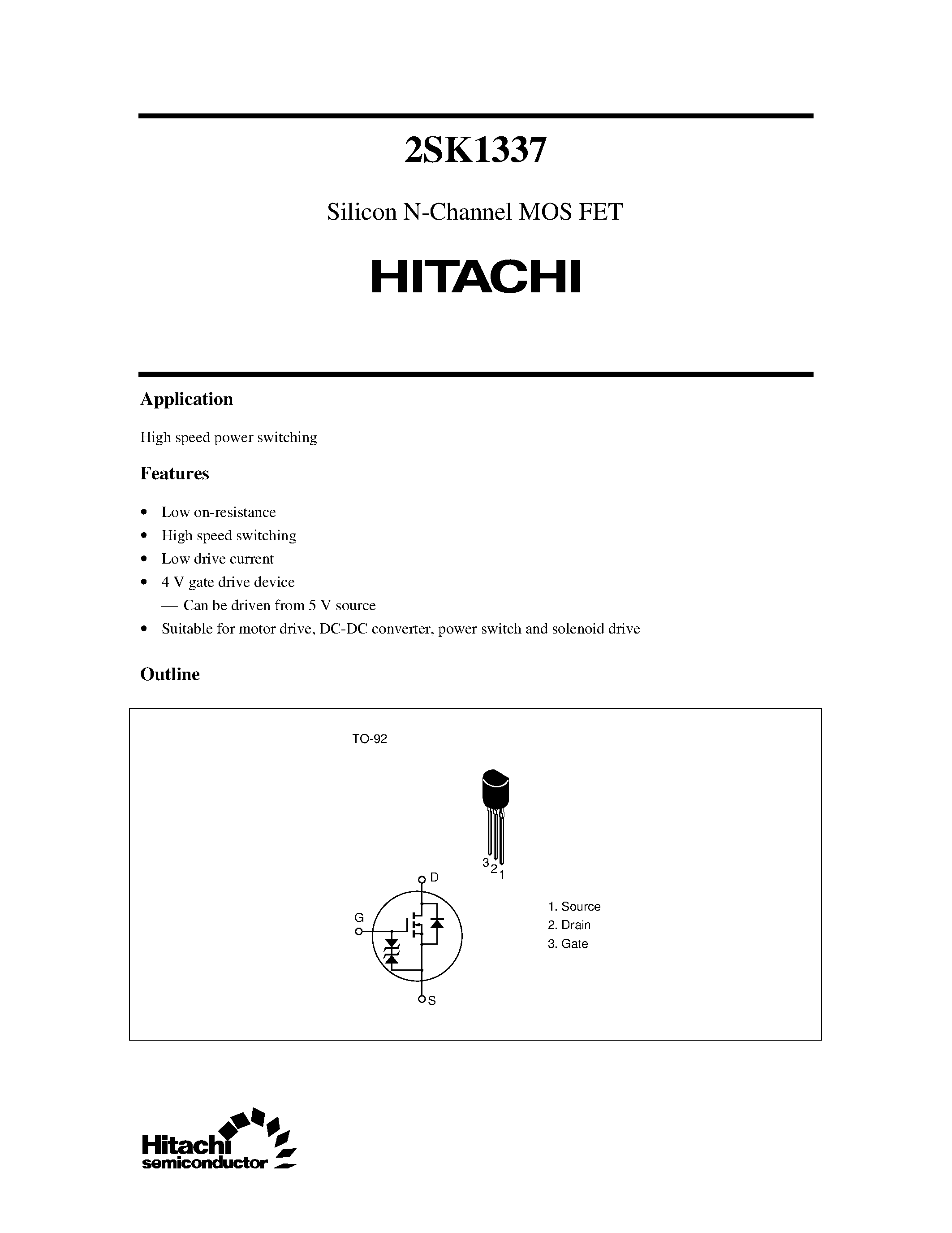 Datasheet 2SK1337 - Silicon N-Channel MOS FET page 1