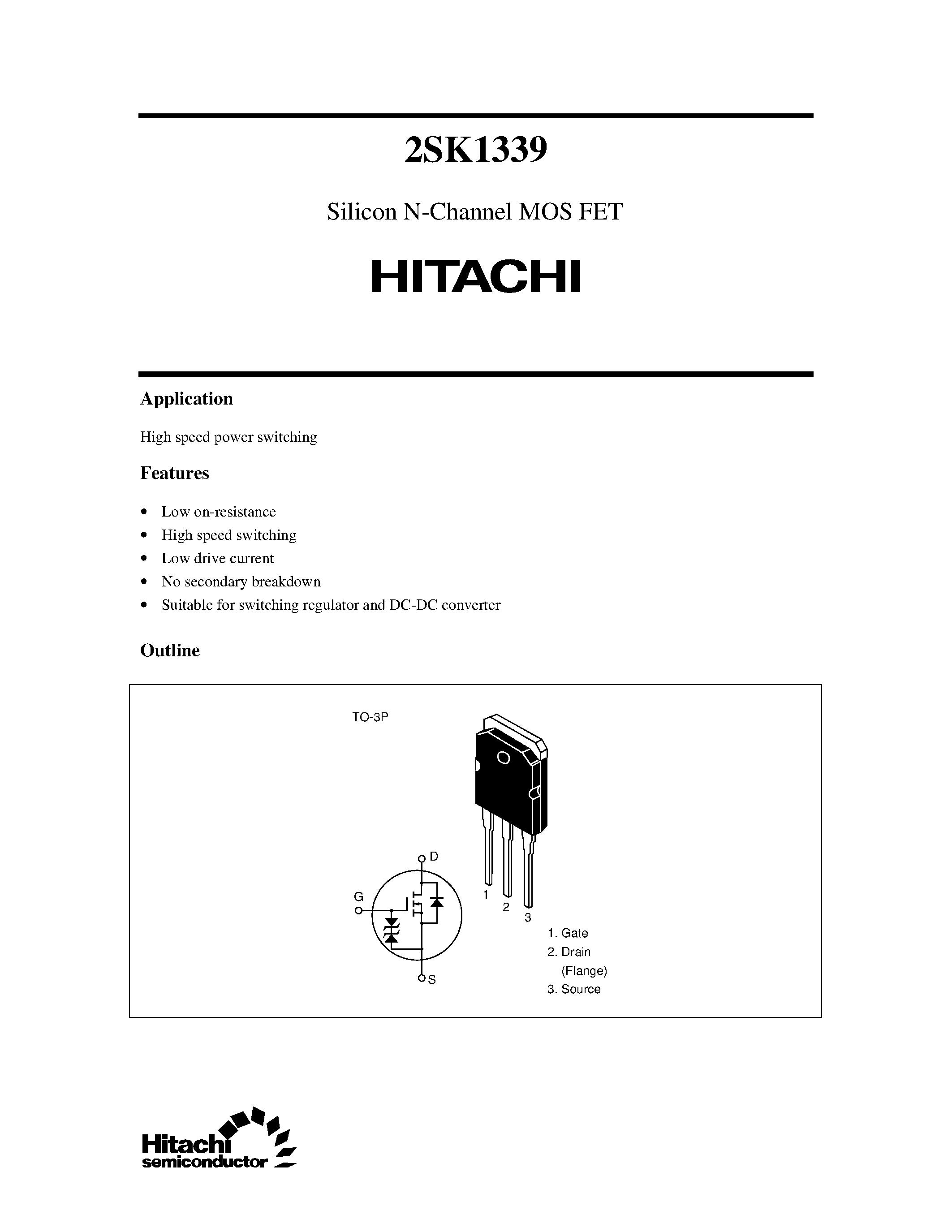 Datasheet 2SK1339 - Silicon N-Channel MOS FET page 1