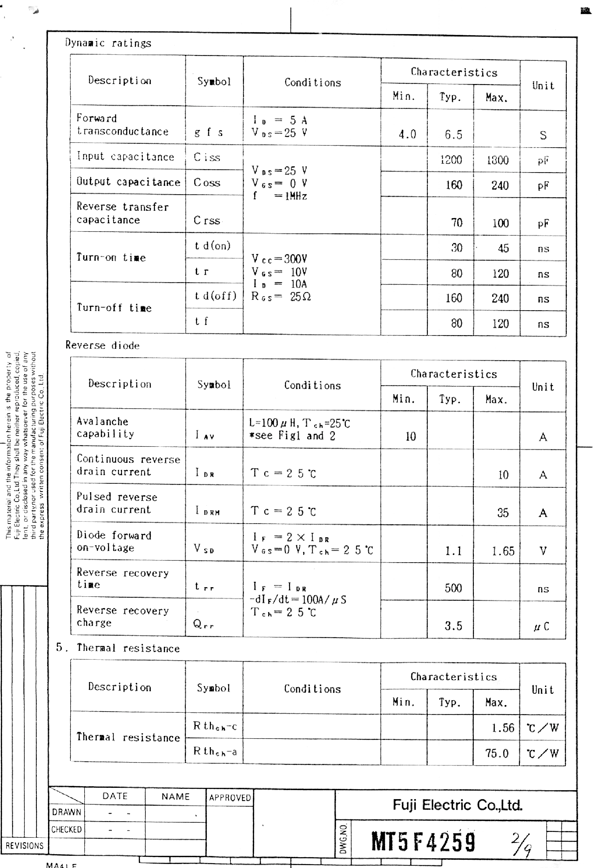 Datasheet 2SK1503-01 - Fuji power MOSFET Specification page 2