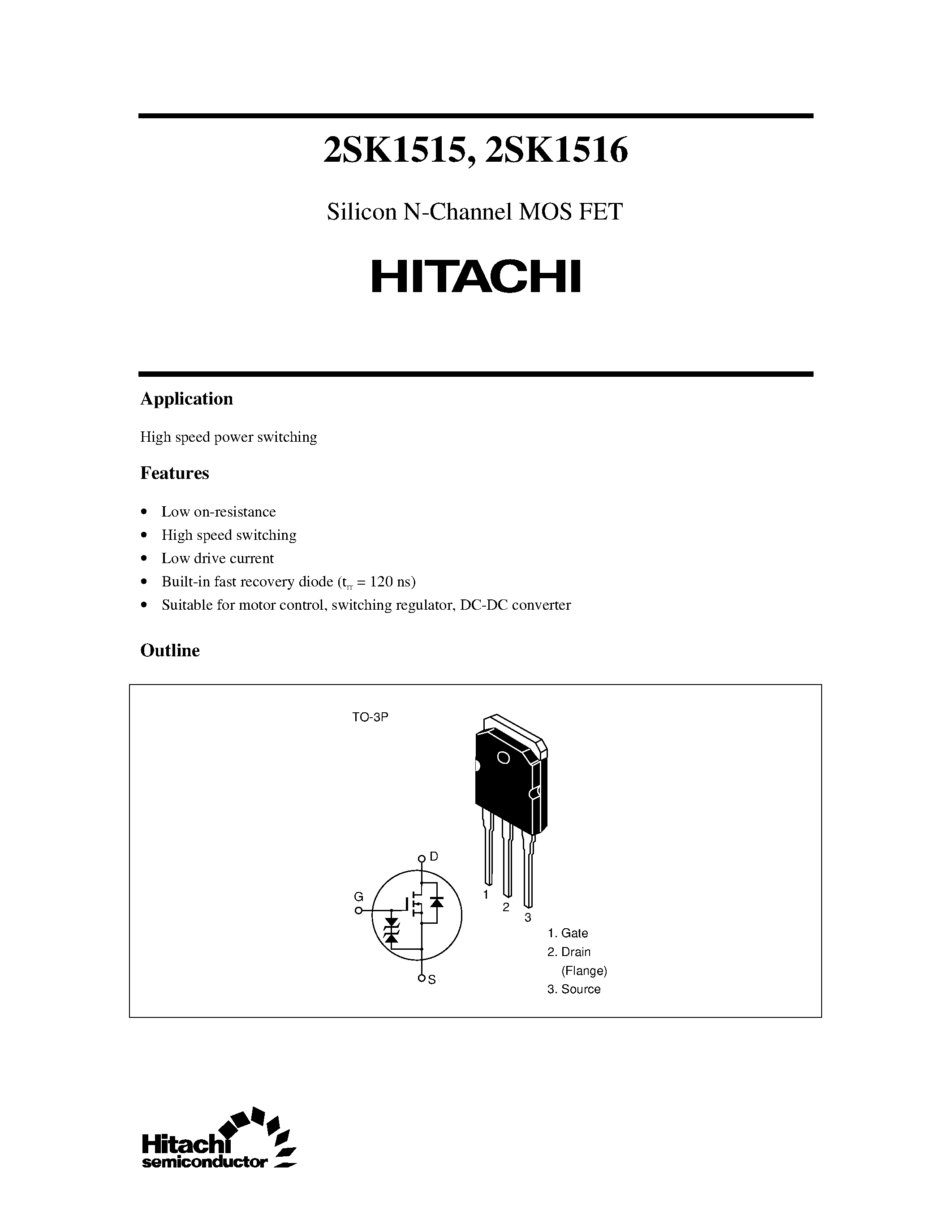 Datasheet 2SK1515 - Silicon N-Channel MOS FET page 1