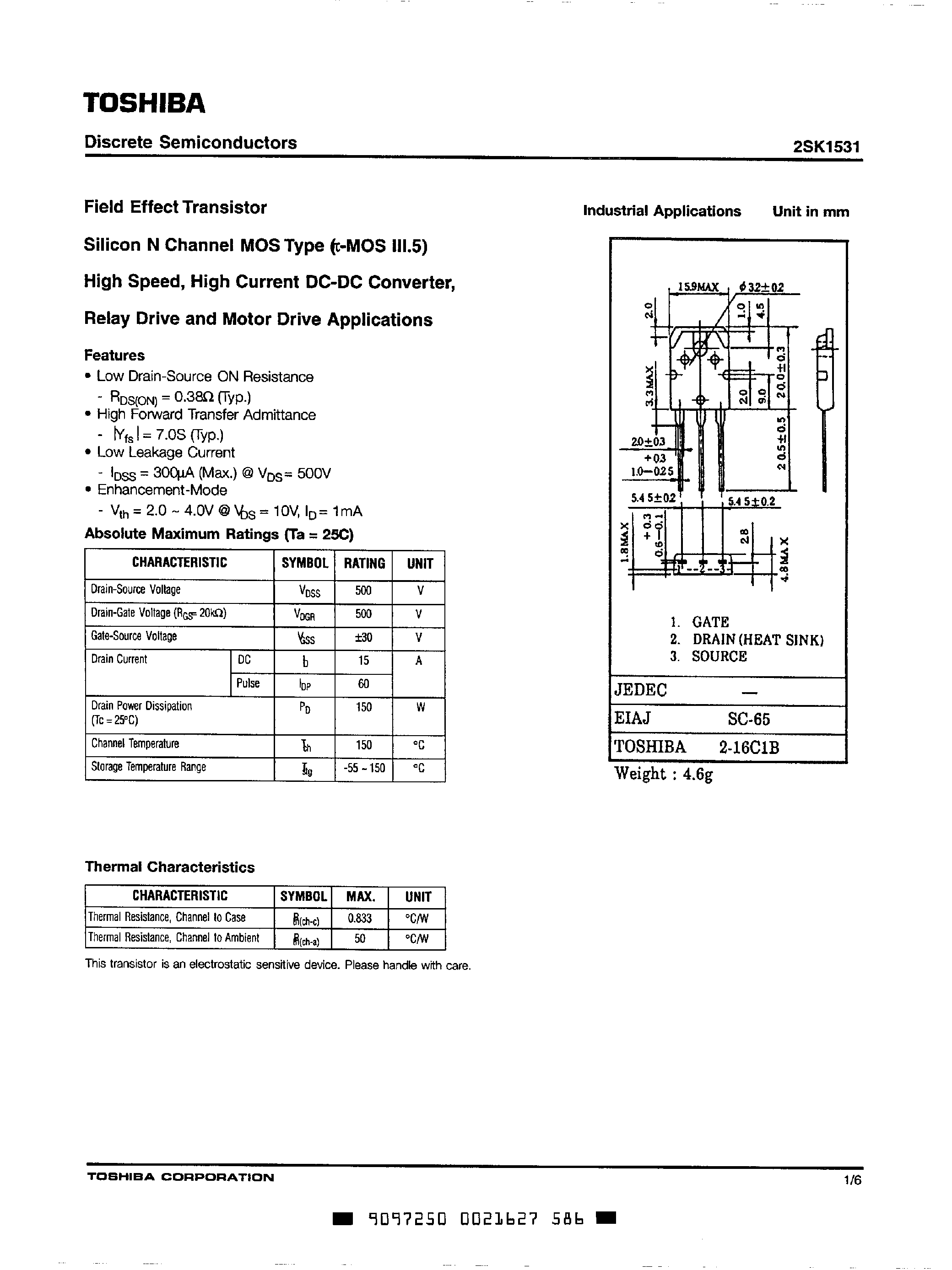 Datasheet 2SK1531 - Discrete Semiconductors page 1