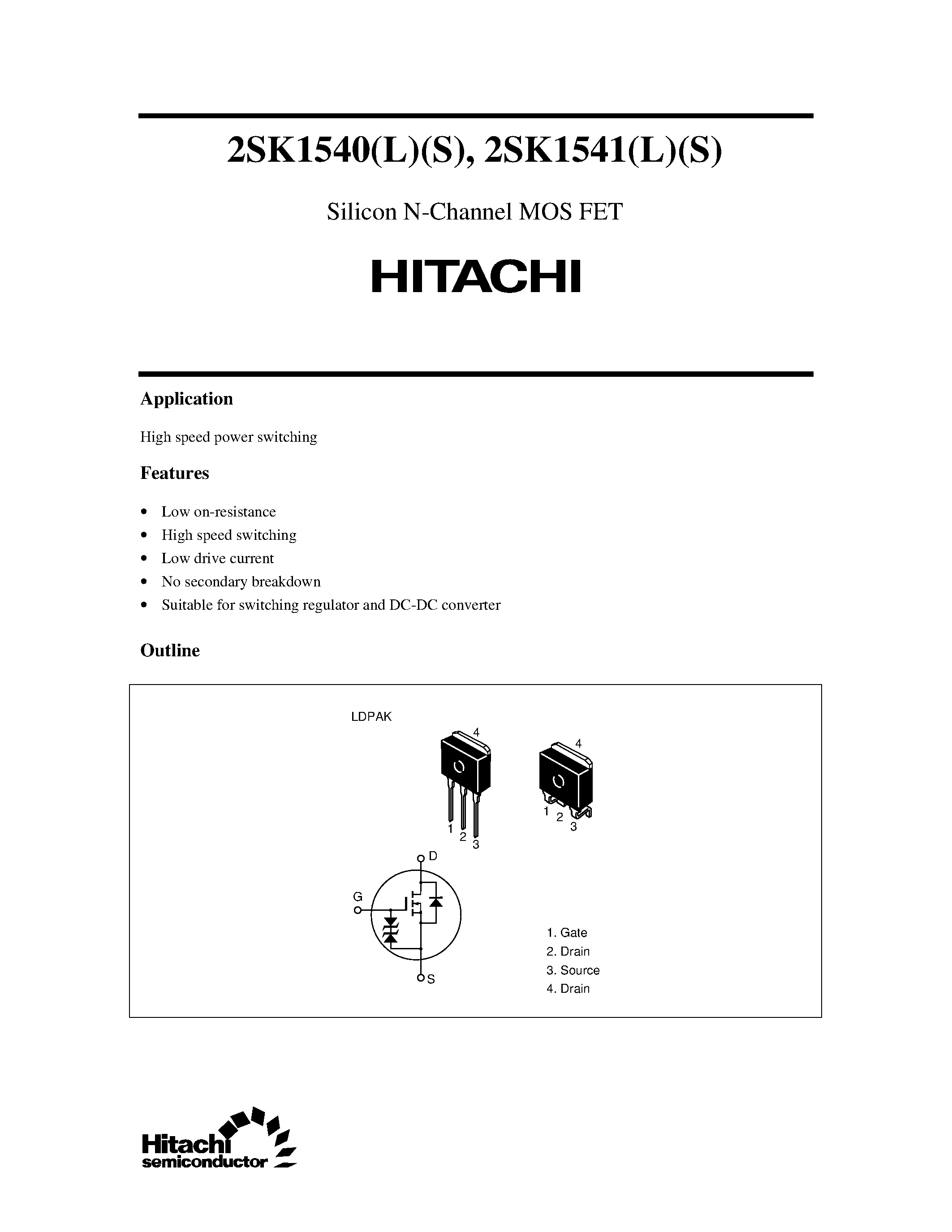 Datasheet 2SK1540 - Silicon N-Channel MOS FET page 1