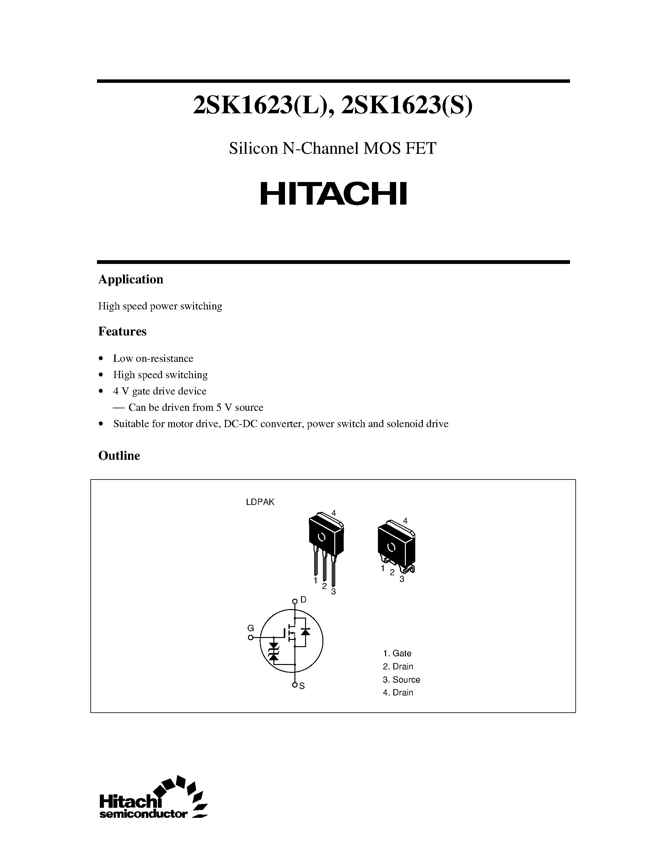 Datasheet 2SK1623 - Silicon N-Channel MOS FET page 1