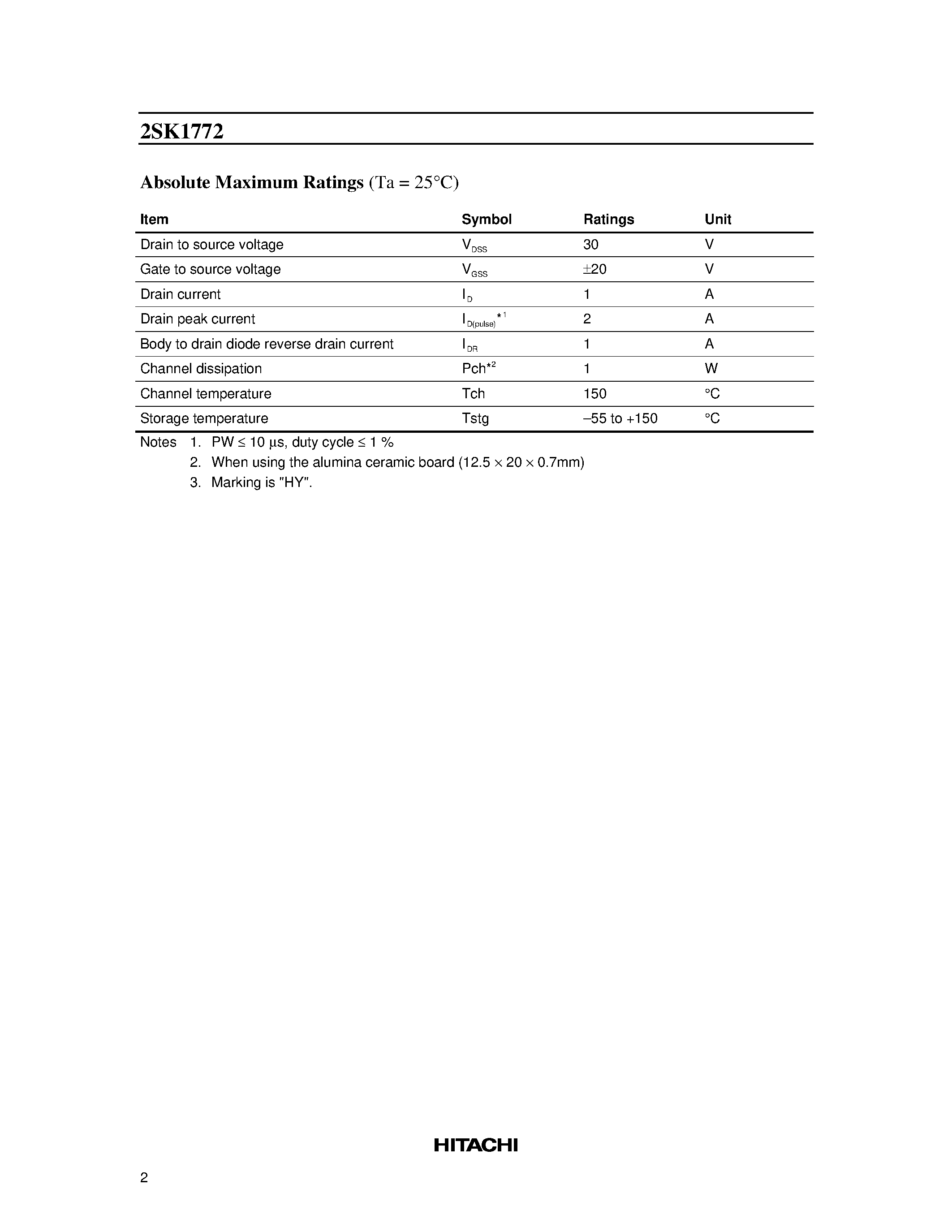 Datasheet 2SK1772 - Silicon N-Channel MOS FET page 2