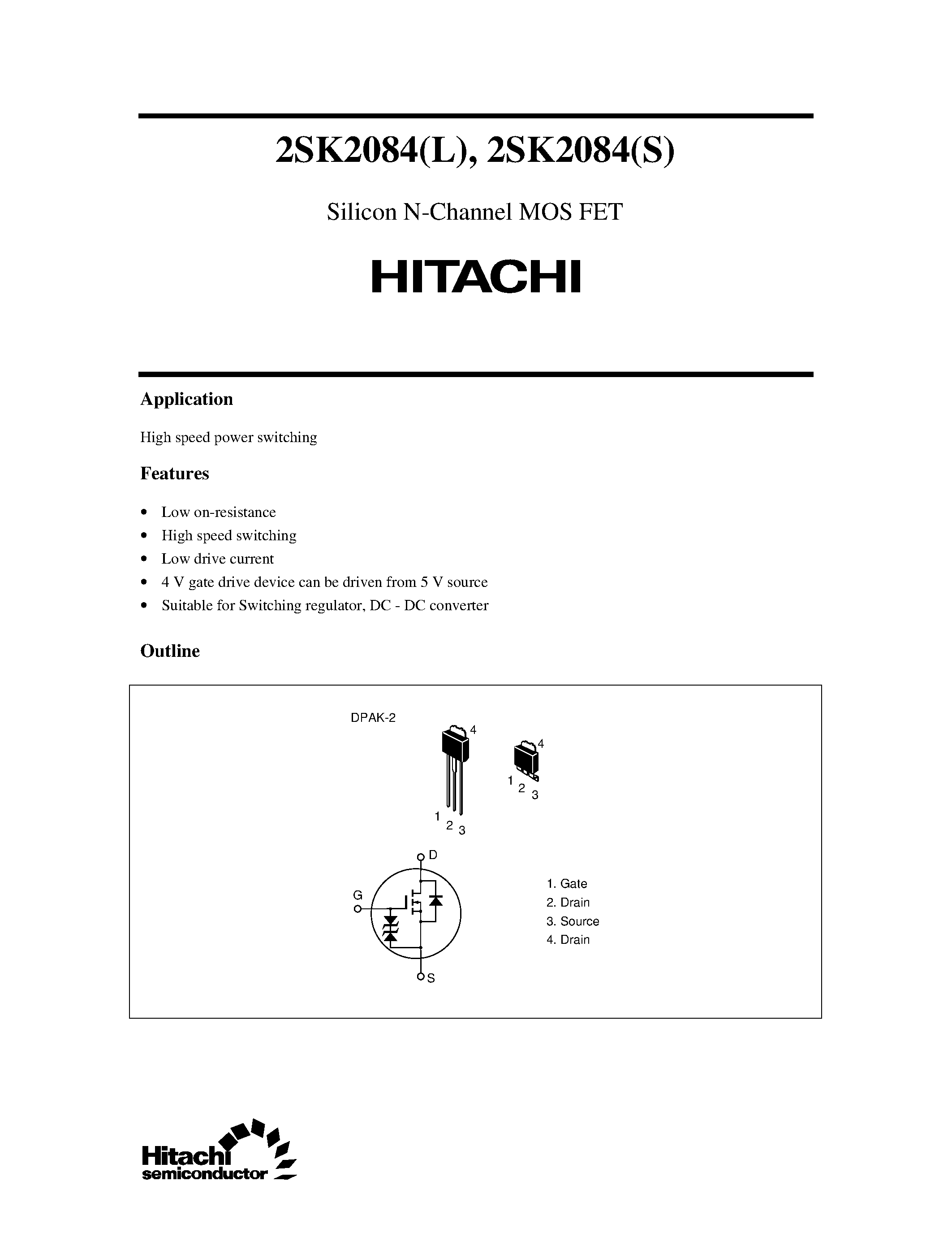 Datasheet 2SK2084 - Silicon N-Channel MOS FET page 1