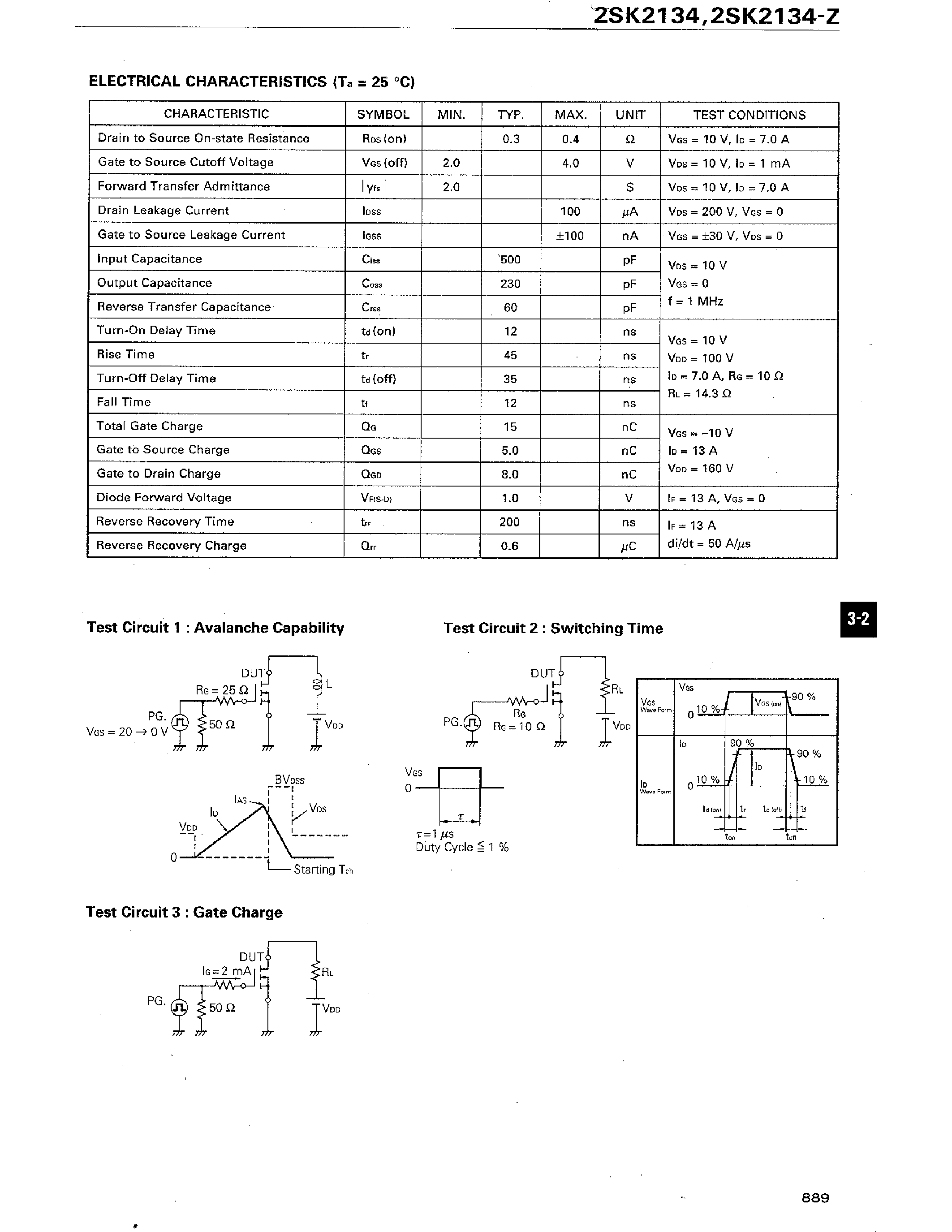 Даташит 2SK2134 - SWITCHING N-CHANNEL POWER MOS FET INDUSTRIAL USE страница 2