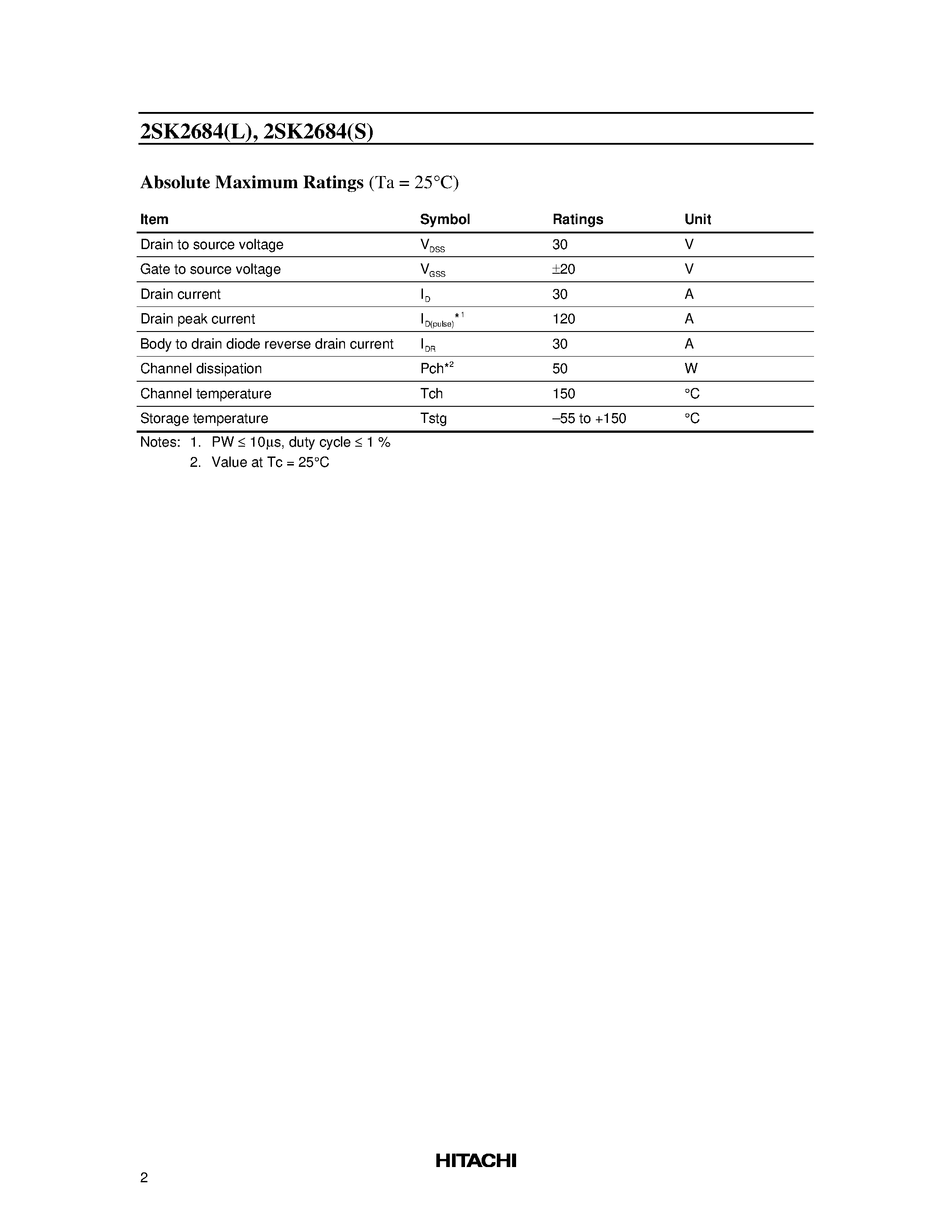 Datasheet 2SK2684 - Silicon N Channel DV-L MOS FET High Speed Power Switching page 2