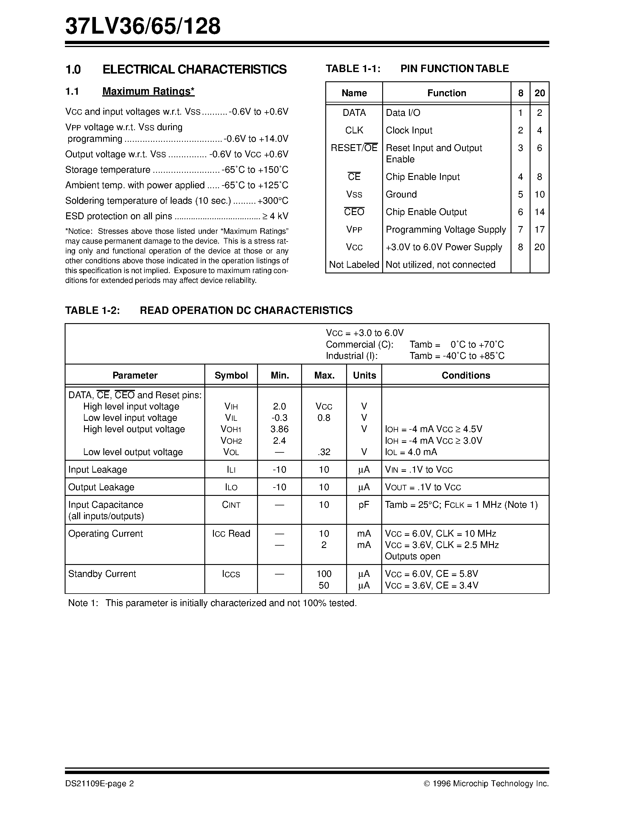 Datasheet 37LV128-L - 36K/ 64K/ and 128K Serial EPROM Family page 2