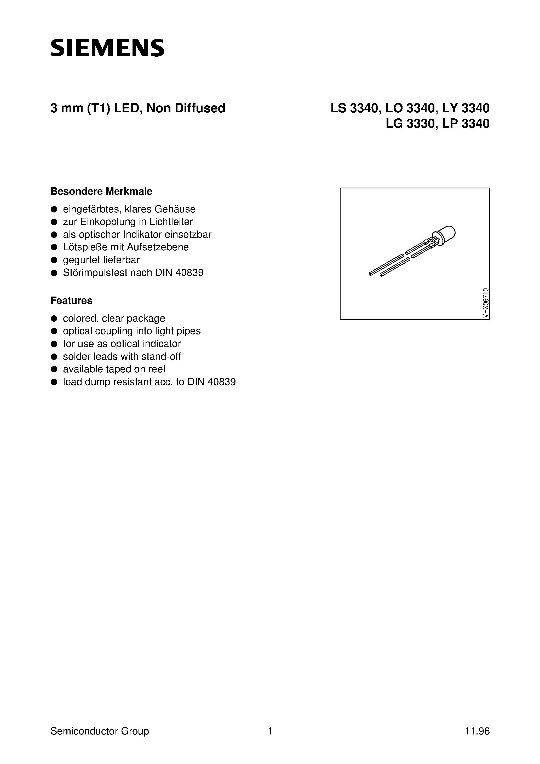 Datasheet LY3340-L - T1(3mm) LED LAMP page 1