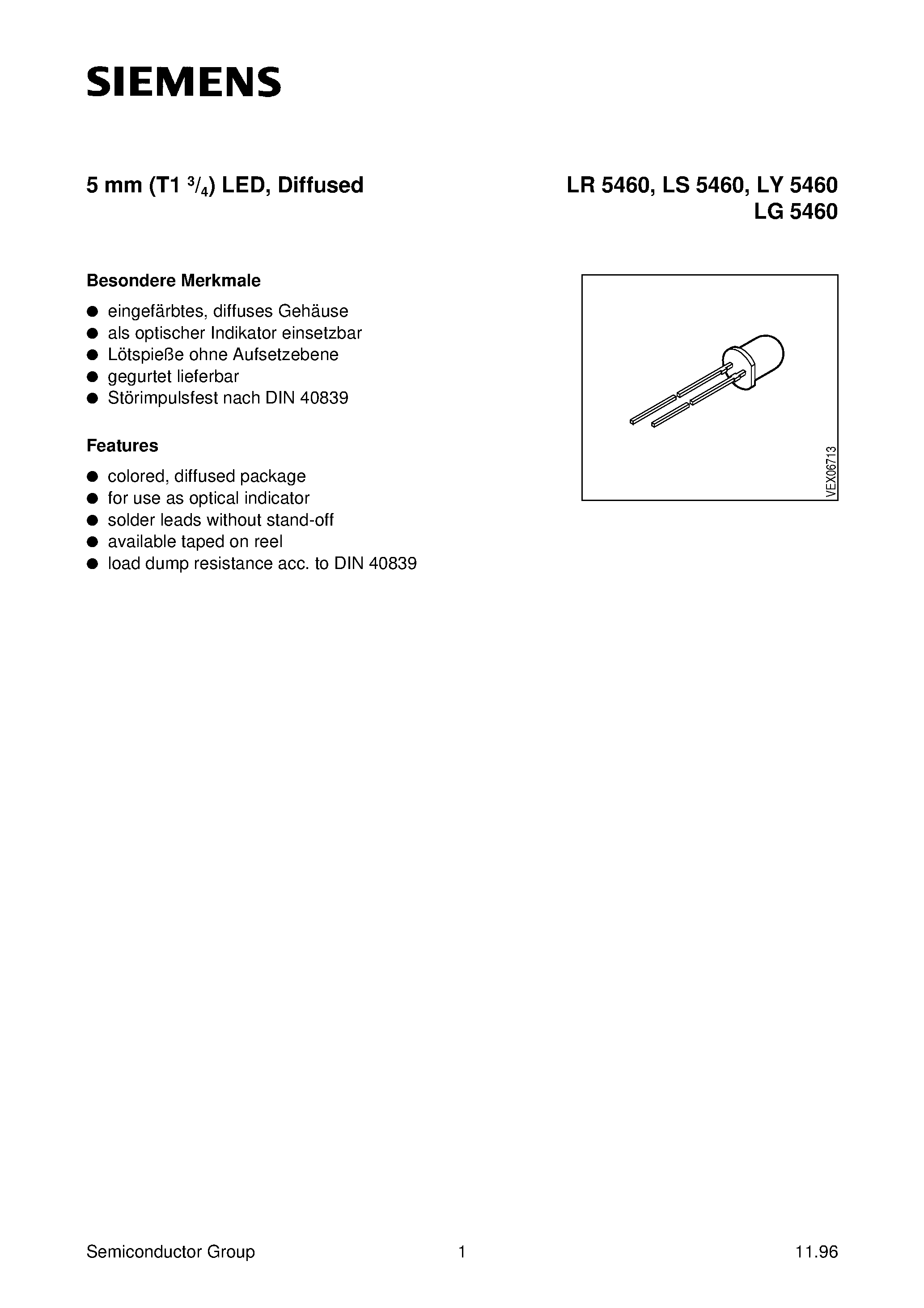 Datasheet LY5460-L - 5 mm (T1 3/4) LED/ Diffused page 1