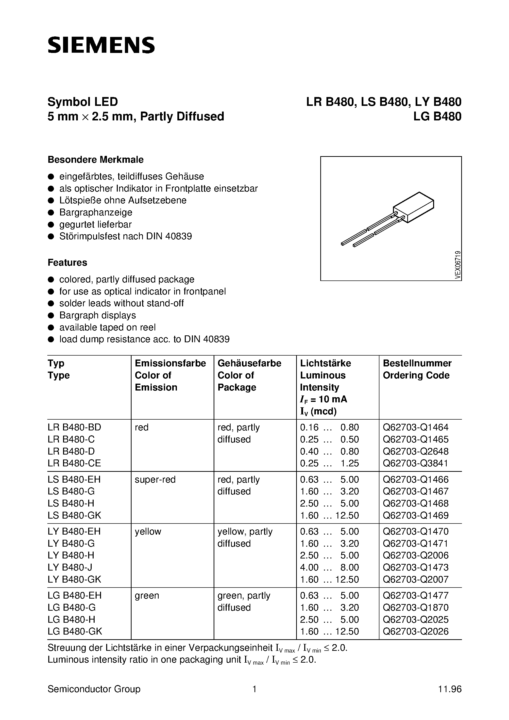 Даташит LYB480-F - RECTANGULAR LED LAMP страница 1