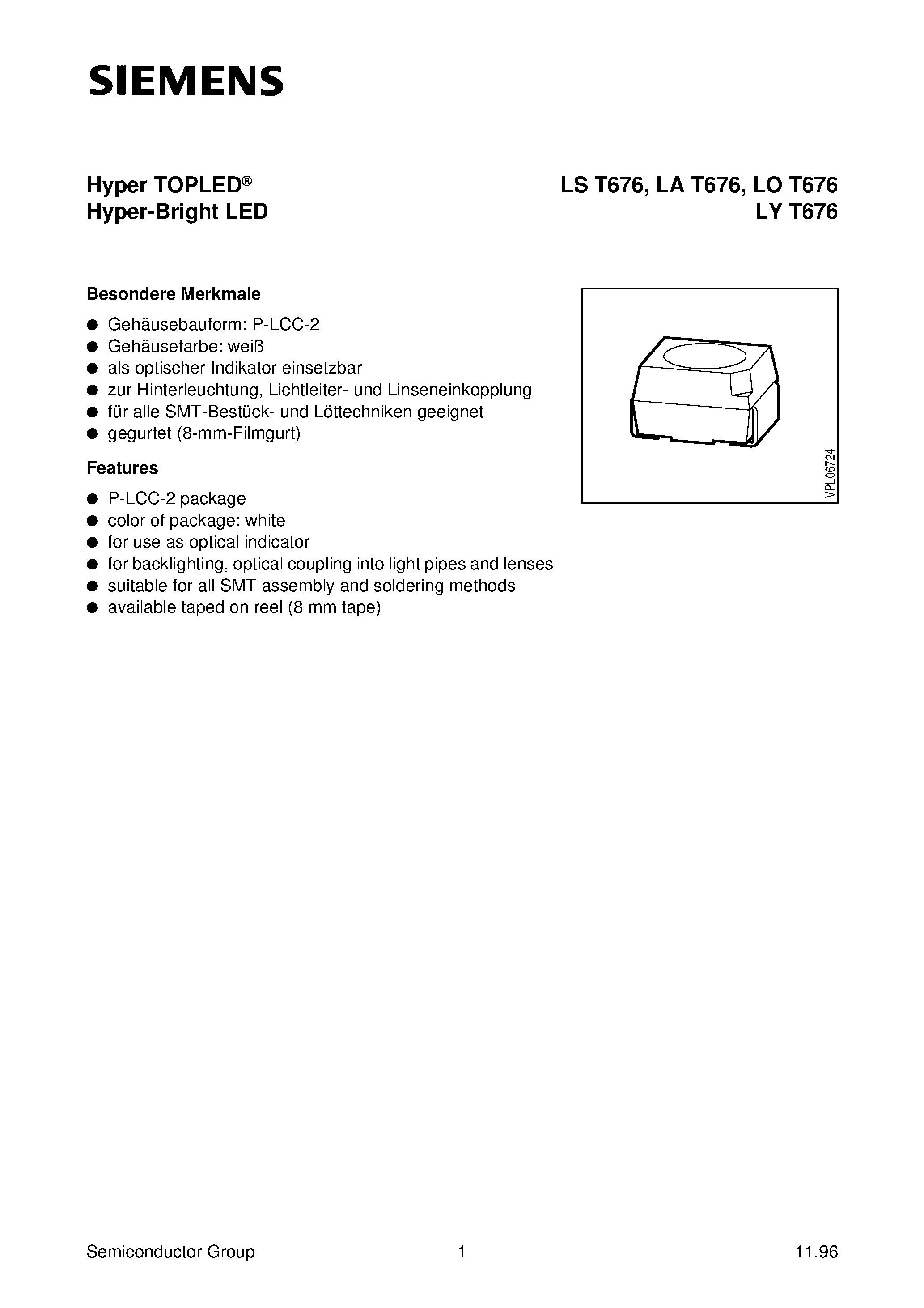 Datasheet LYT676-R - Hyper TOPLED Hyper-Bright LED page 1