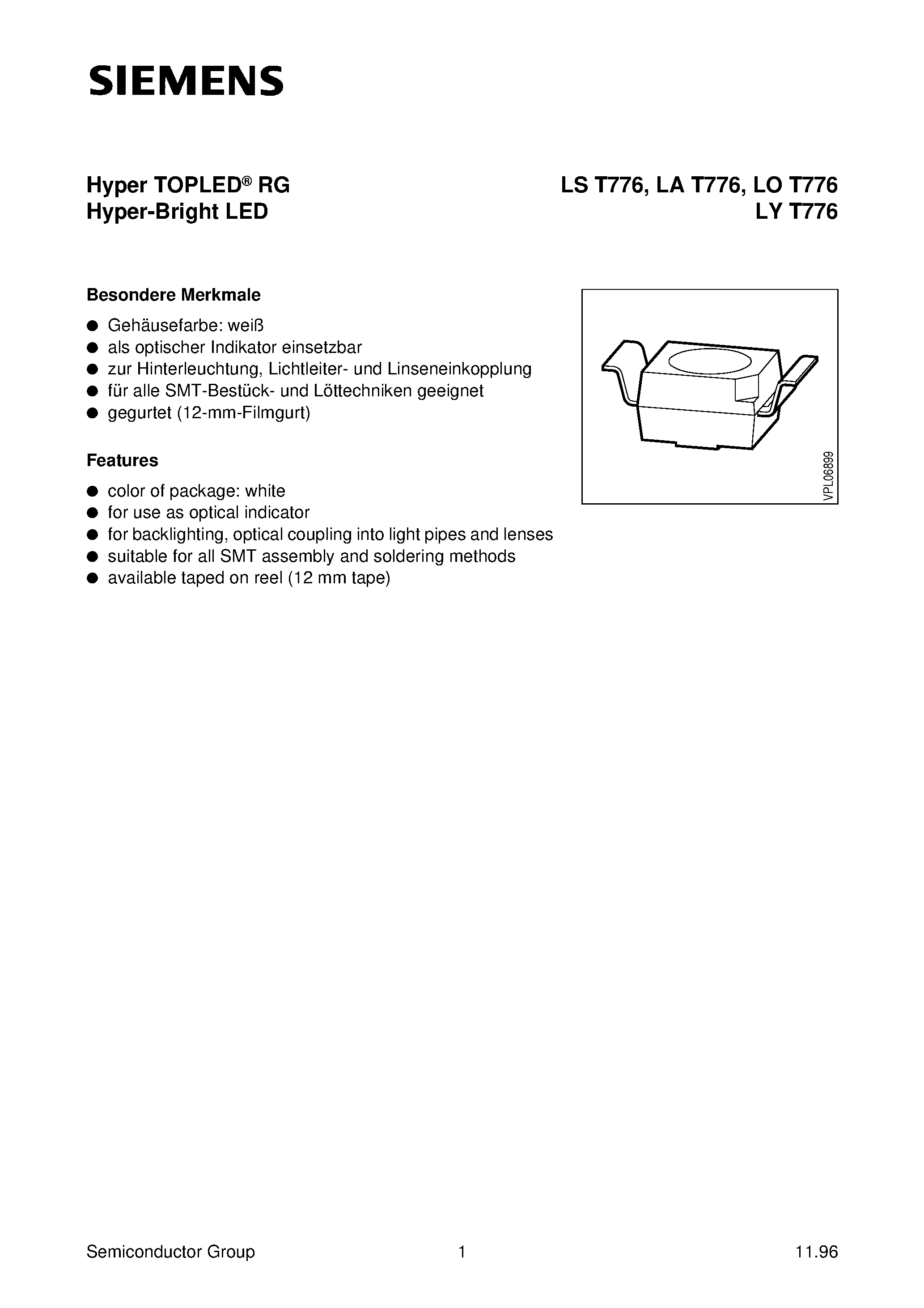 Datasheet LYT776-R - Hyper TOPLED RG Hyper-Bright LED page 1