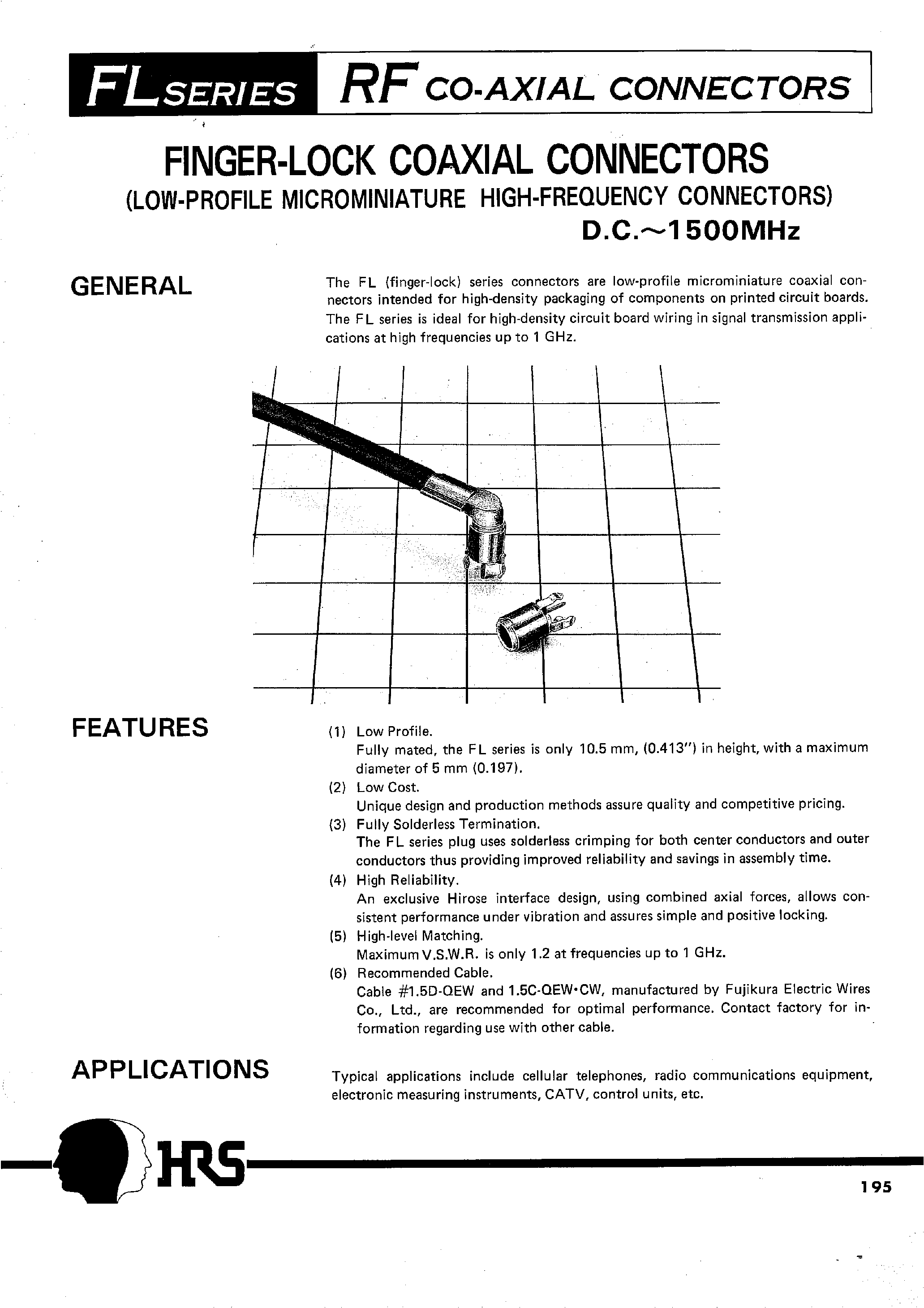 Даташит FL-LP-N2 - FINGER-LOCK COAXIAL CONNECTORS страница 1