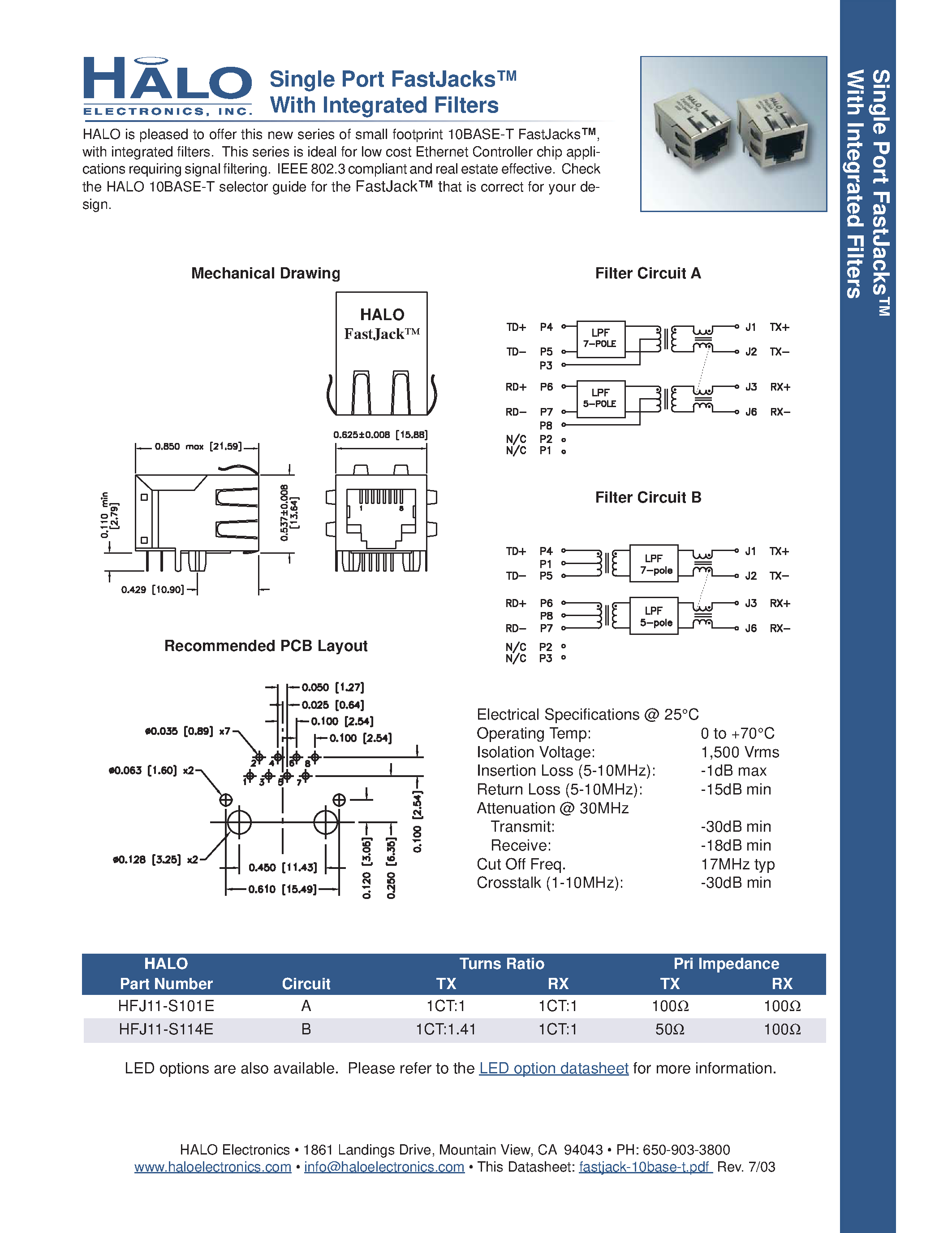 Даташит FASTJACK-10BASE-T - FastJack Single Port страница 2