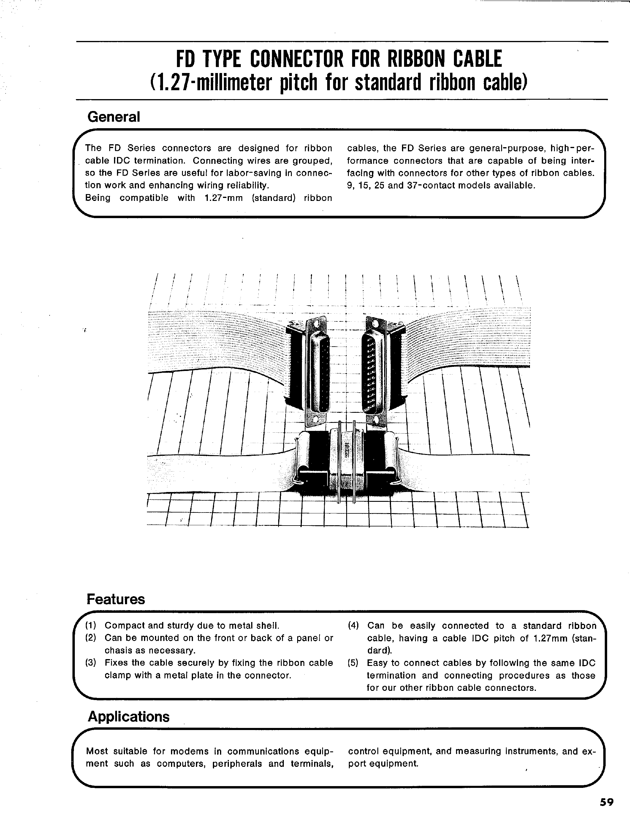 Datasheet FDA-15PF - FD TYPE CONNECTOR FOR RIBBON CABLE page 1