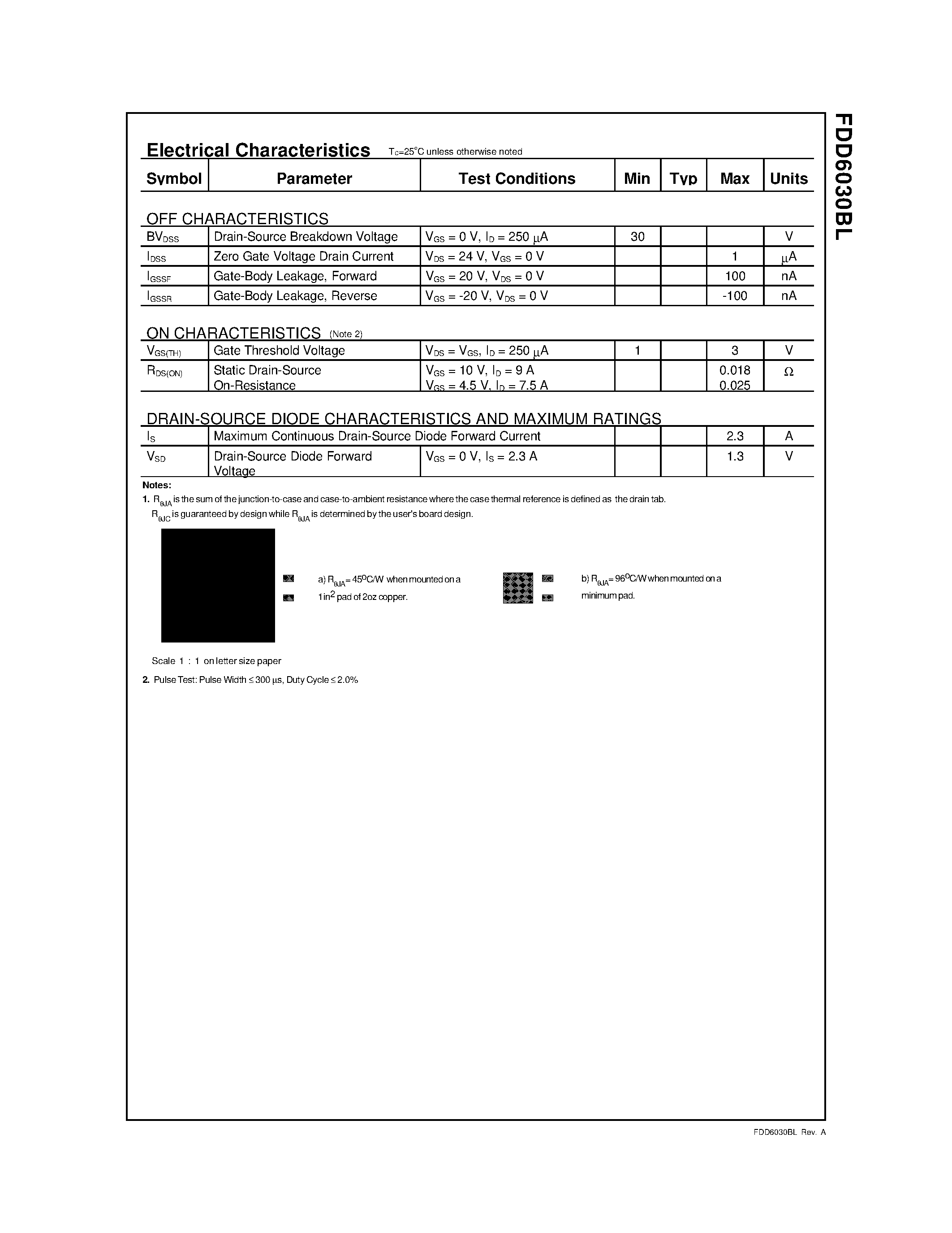 Datasheet FDD6030 - N-Channel Logic Level Enhancement Mode Field Effect Transistor page 2