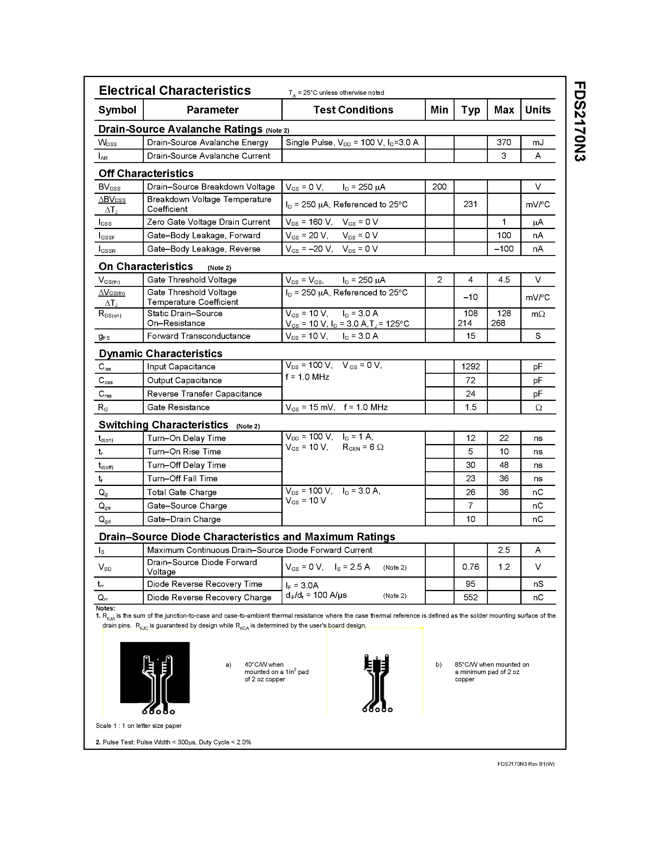 Datasheet FDS2170N3 - 200V N-Channel PowerTrench MOSFET page 2