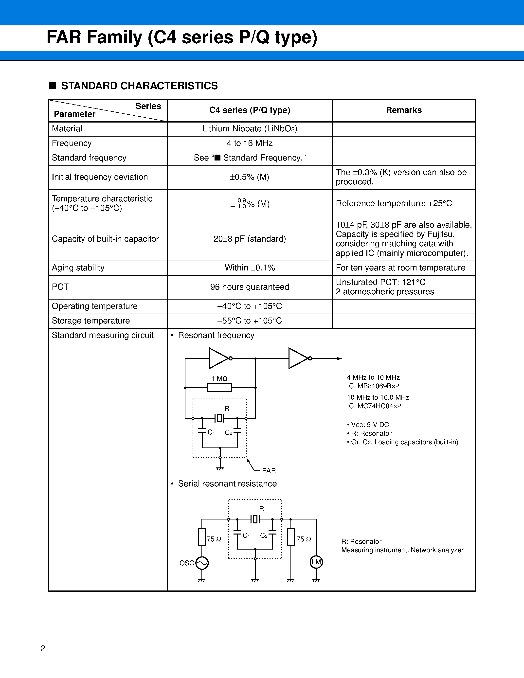 Даташит FAR-C4CP-04000-K02-R - Piezoelectric Resonator (4 to 16 MHz) страница 2