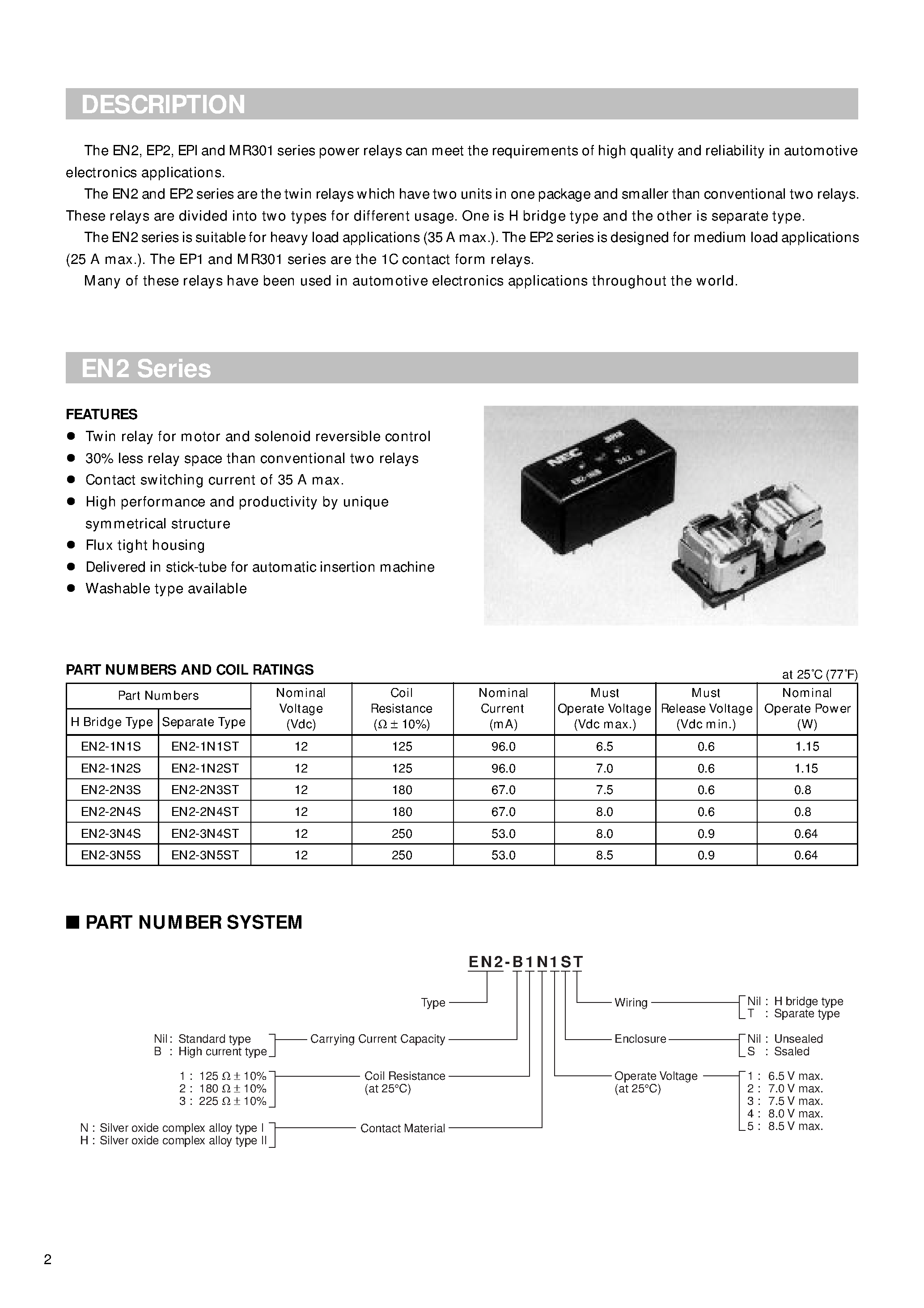 Datasheet EN2-1N1 - Twin relay for motor and solenoid reversible control page 2