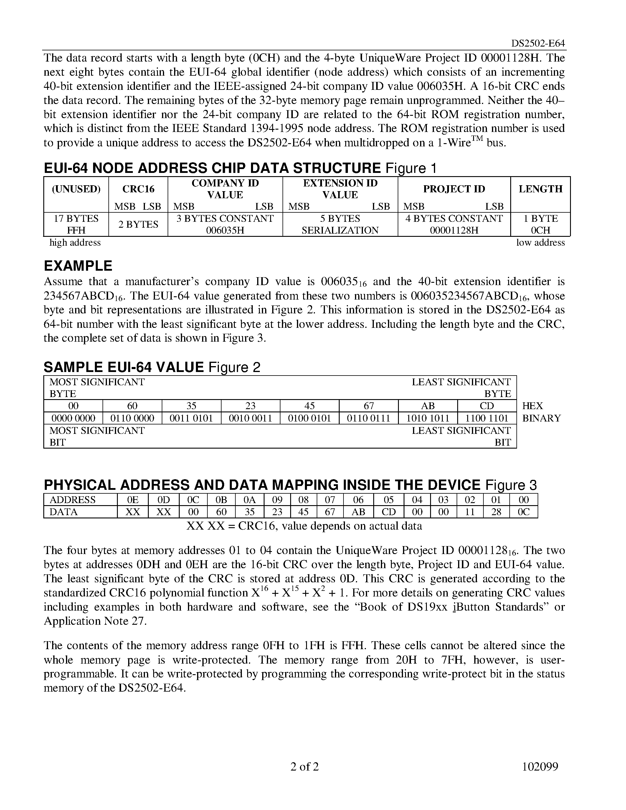 Datasheet DS2502-E64 - IEEE EUI-64 Node Address Chip page 2