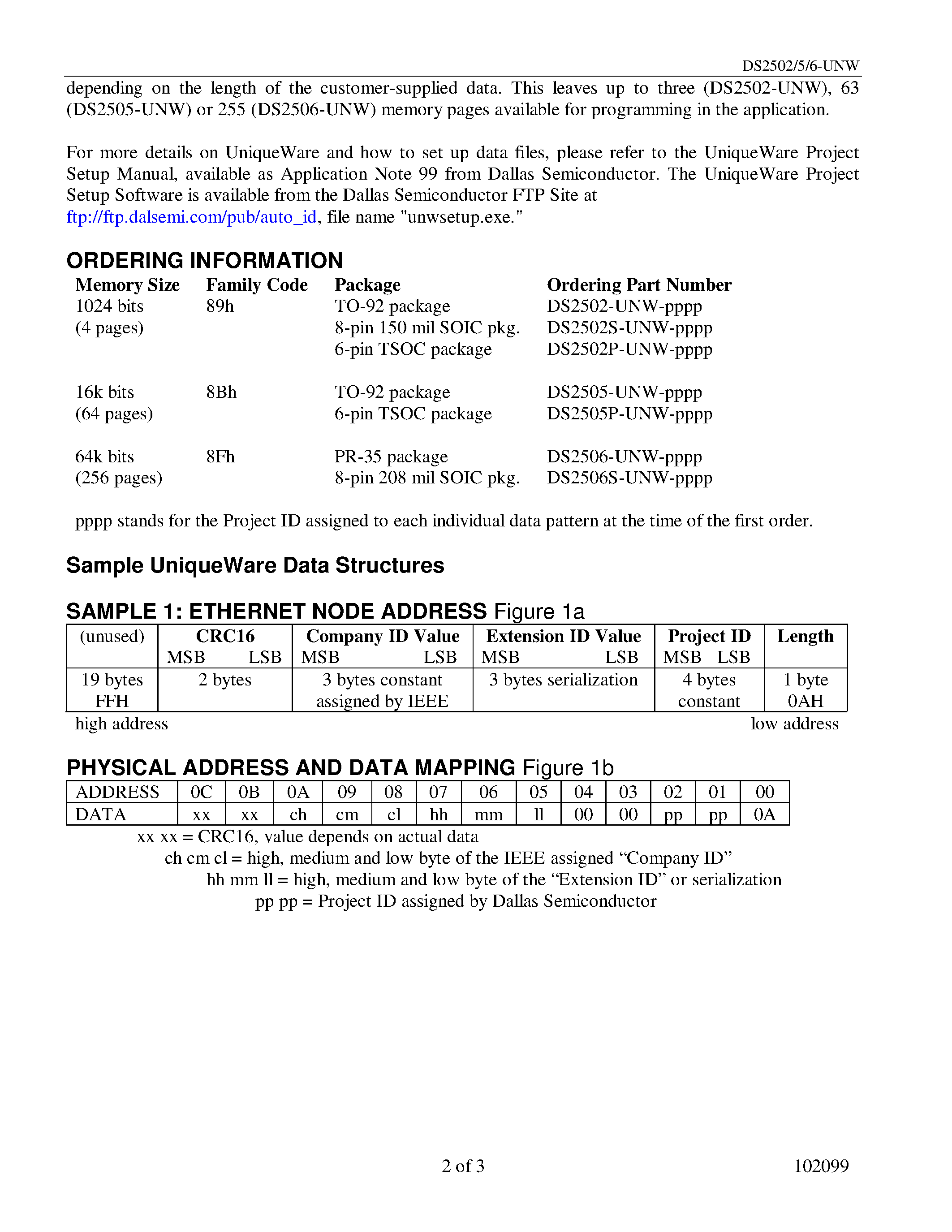 Datasheet DS2502P - 1 kbit Add-Only Memory page 2