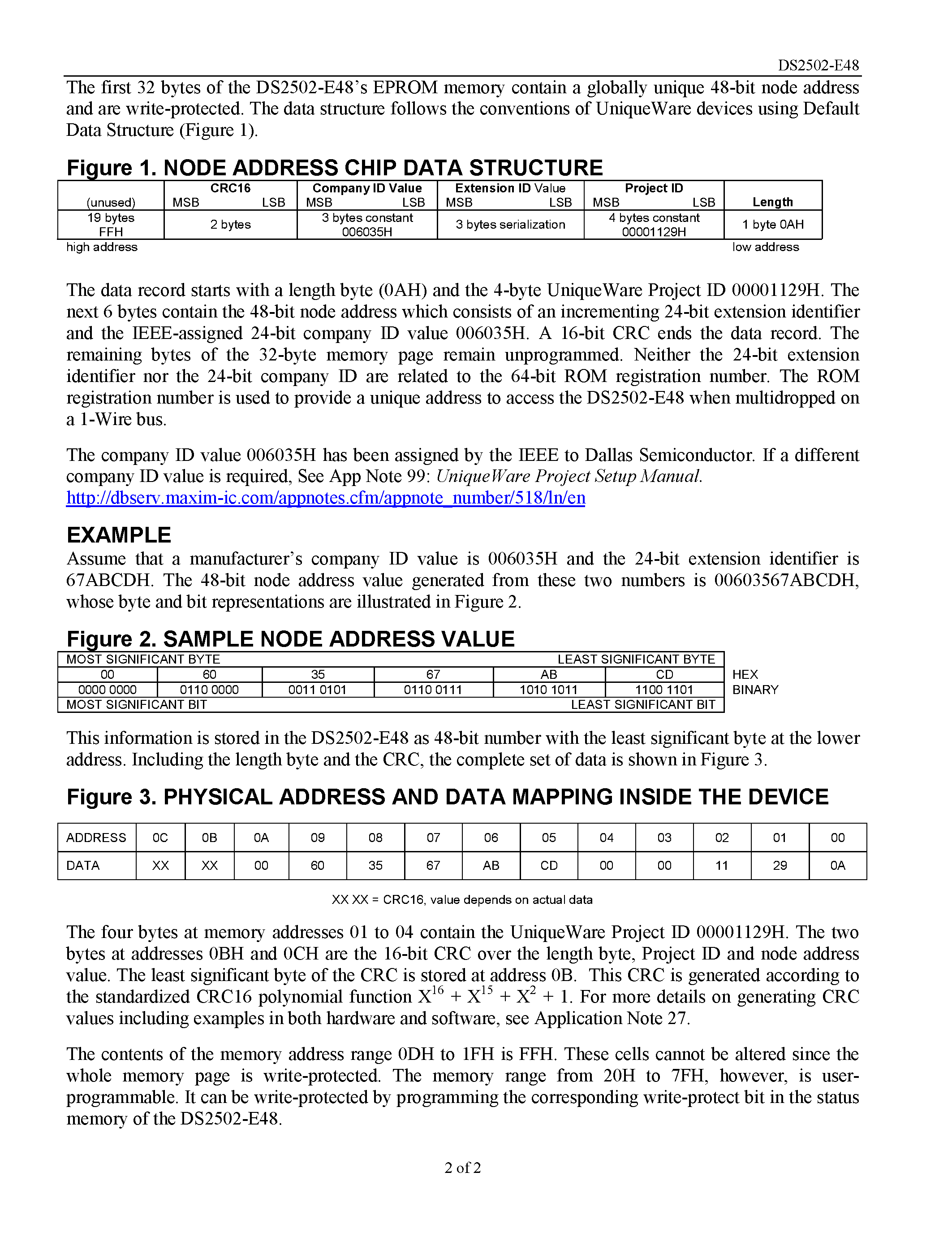 Datasheet DS2502P-E48 - 48-Bit Node Address Chip page 2