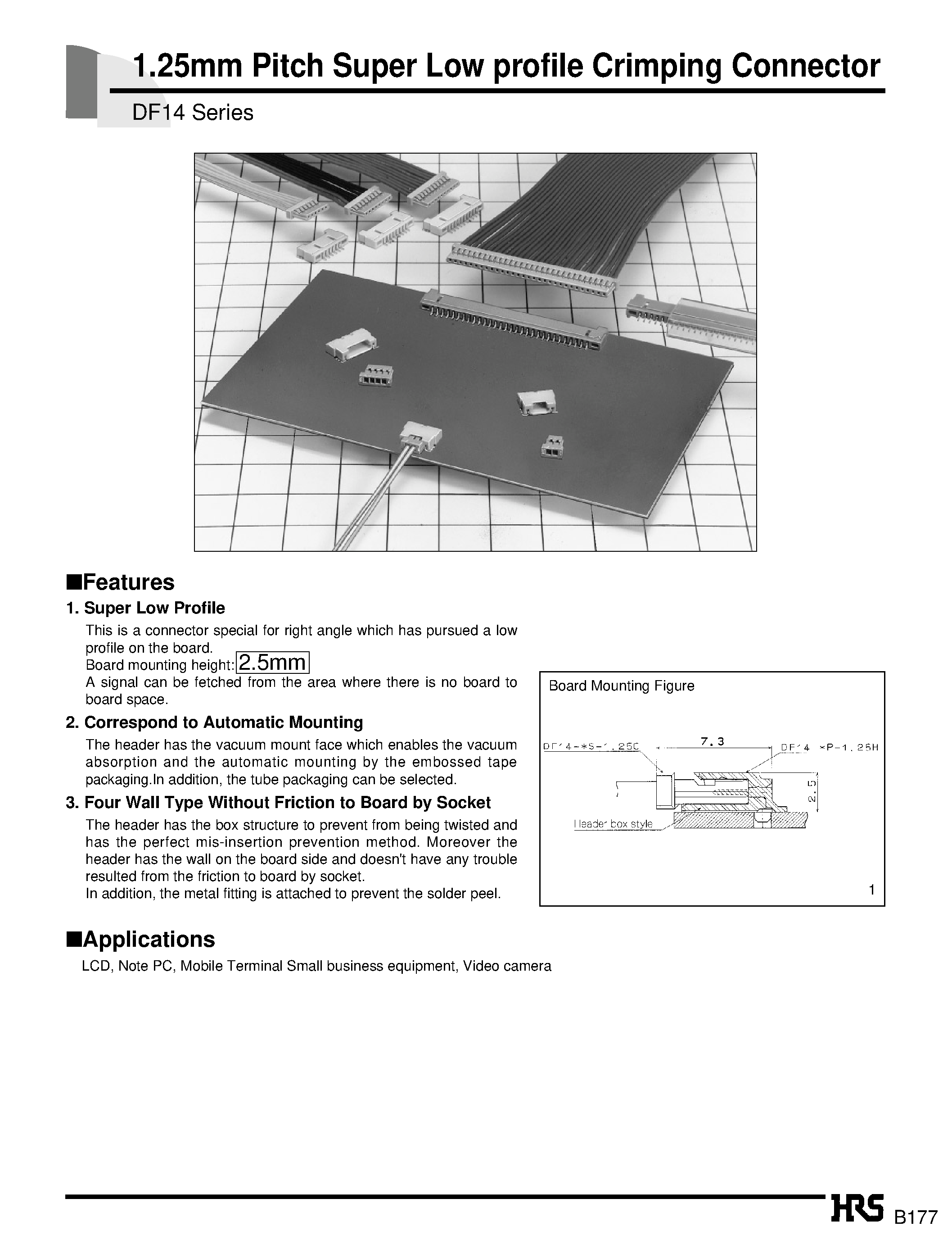 Даташит DF14-10P-1.25C - 1.25mm Pitch Super Low profile Crimping Connector страница 1