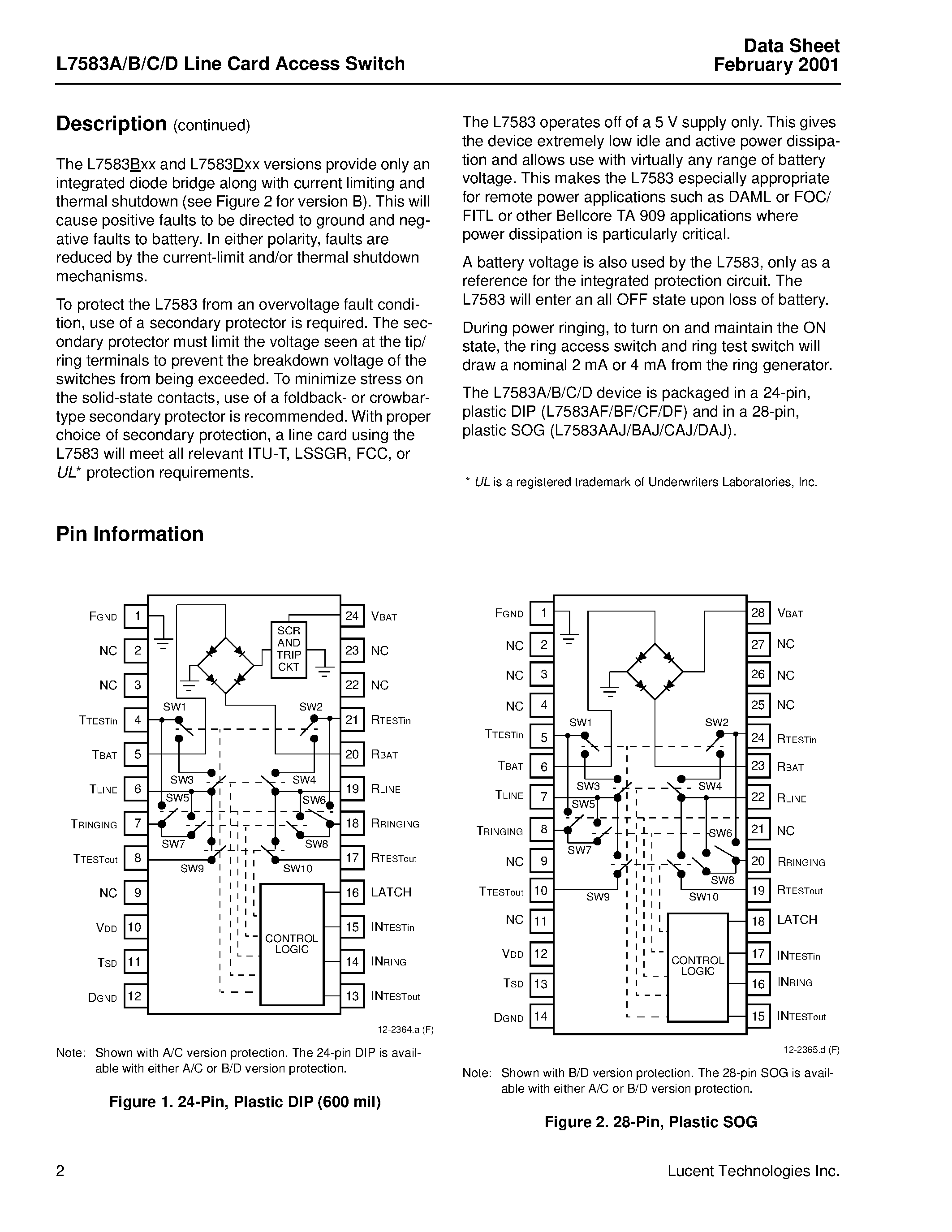 Datasheet ATTL7583CAJ-D - Line Card Access Switch page 2