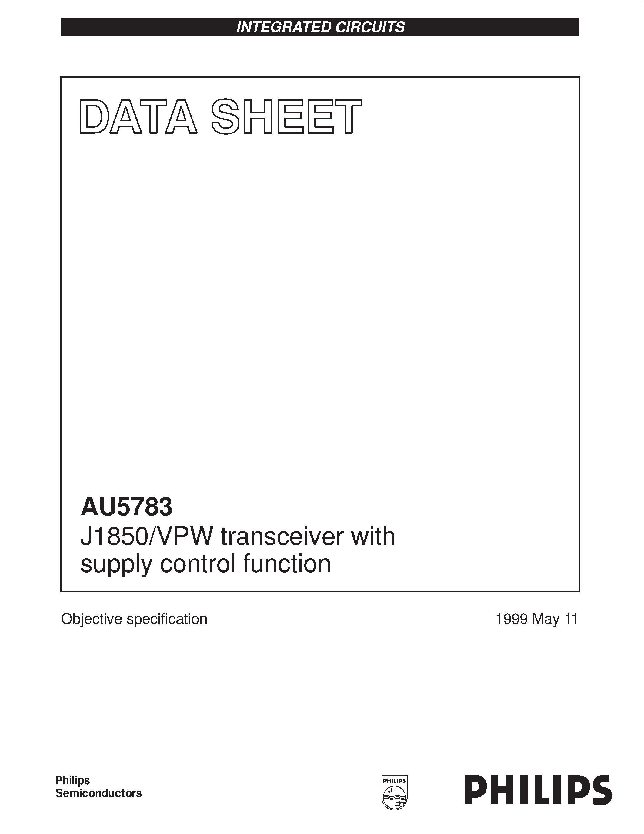 Даташит AU5783D-T - J1850/VPW transceiver with supply control function страница 1