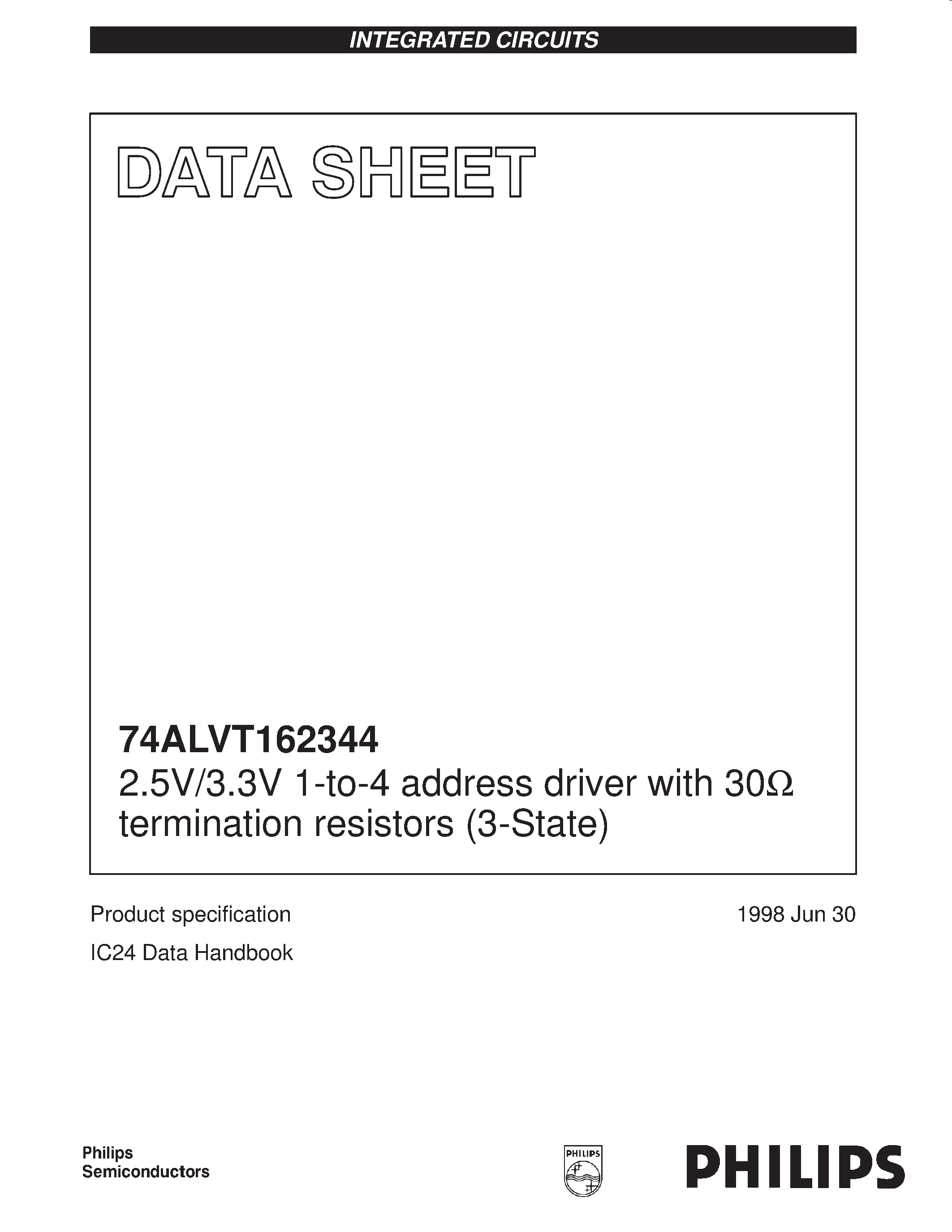 Datasheet AV162344DGG - 2.5V/3.3V 1-to-4 address driver with 30ohm termination resistors 3-State page 1