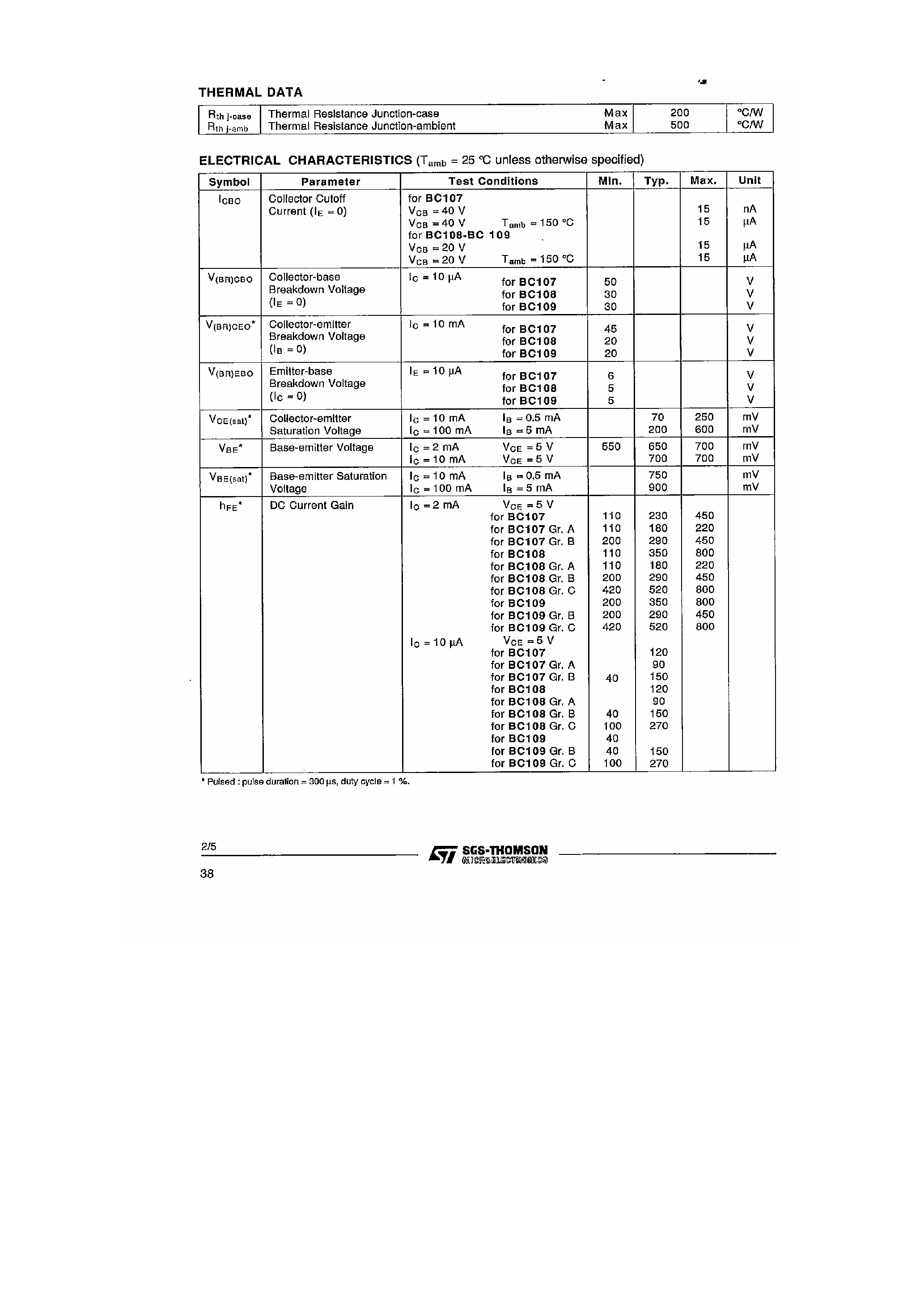 Datasheet BC109 - TRANSISTOR page 2