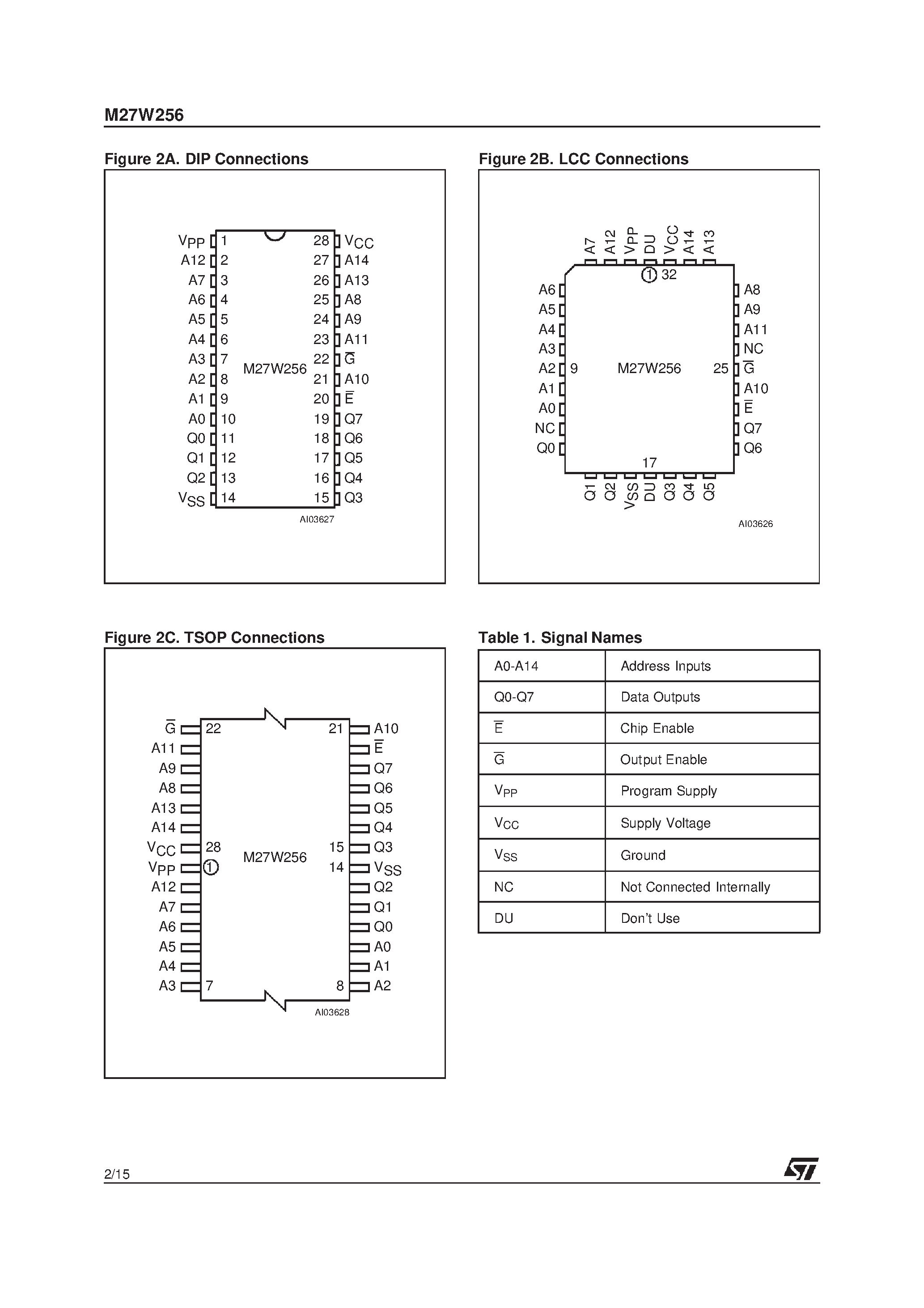 Даташит M27W202-200N6TR - 2 Mbit 128Kb x16 Low Voltage UV EPROM and OTP EPROM страница 2