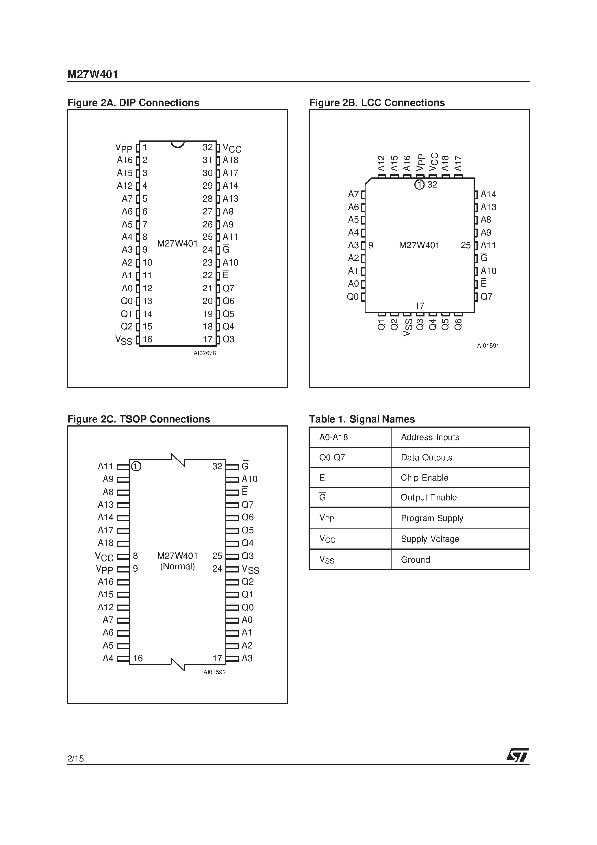 Даташит M27W400-120XK6TR - 4 Mbit 512Kb x8 or 256Kb x16 Low Voltage UV EPROM and OTP EPROM страница 2