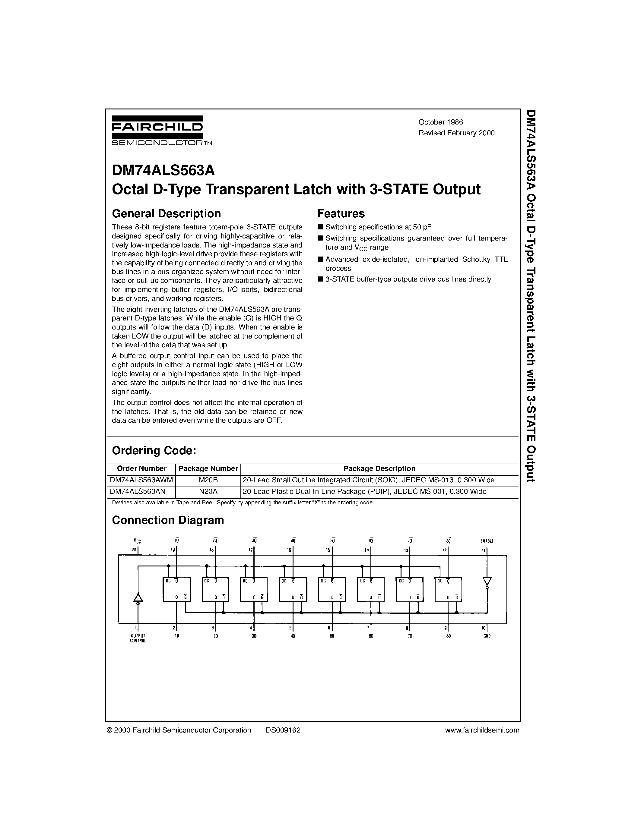 Datasheet DM74ALS563A - Octal D-Type Transparent Latch with 3-STATE Output page 1