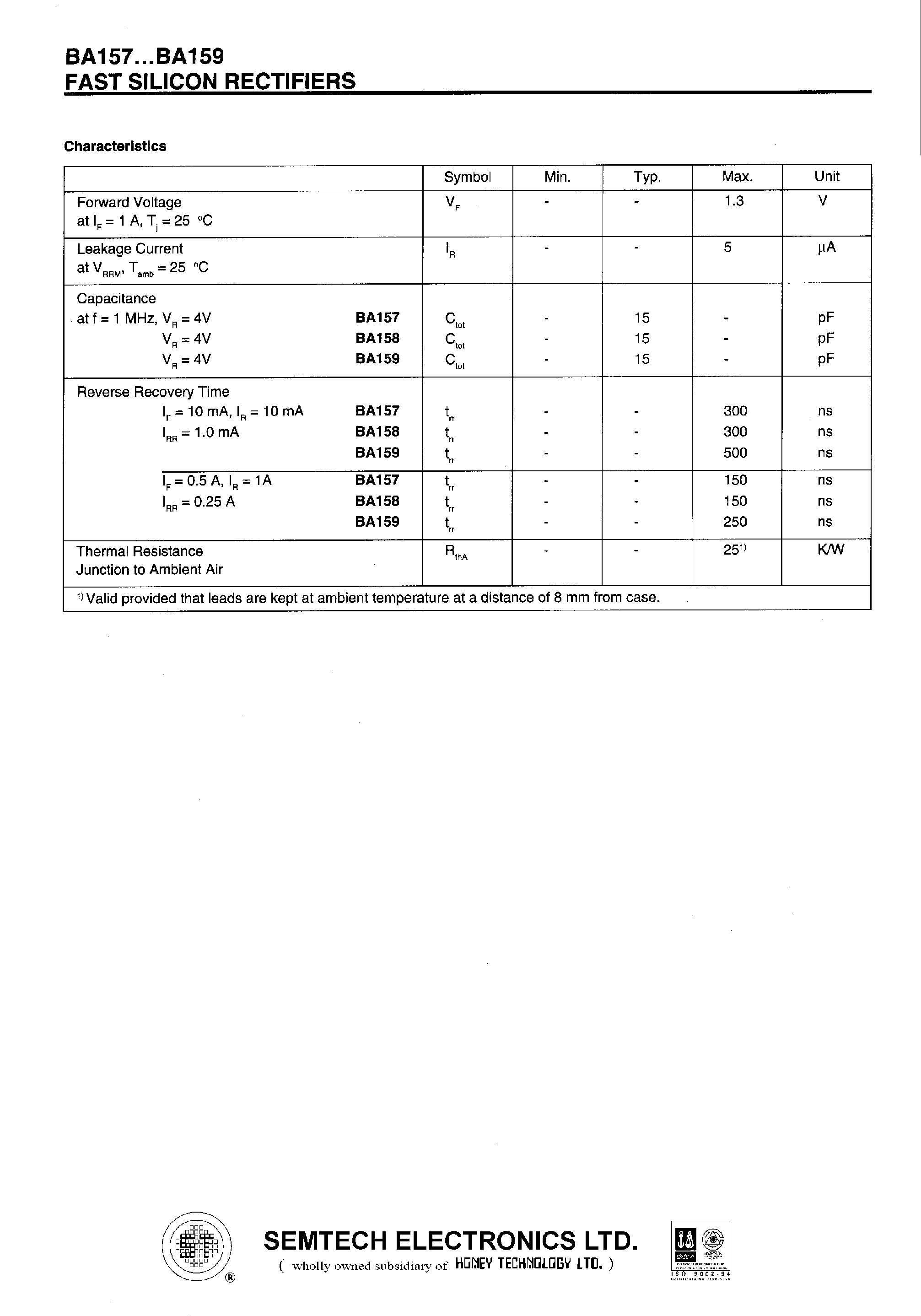 Datasheet BA157 - FAST SIKICON RECTIFIERS page 2