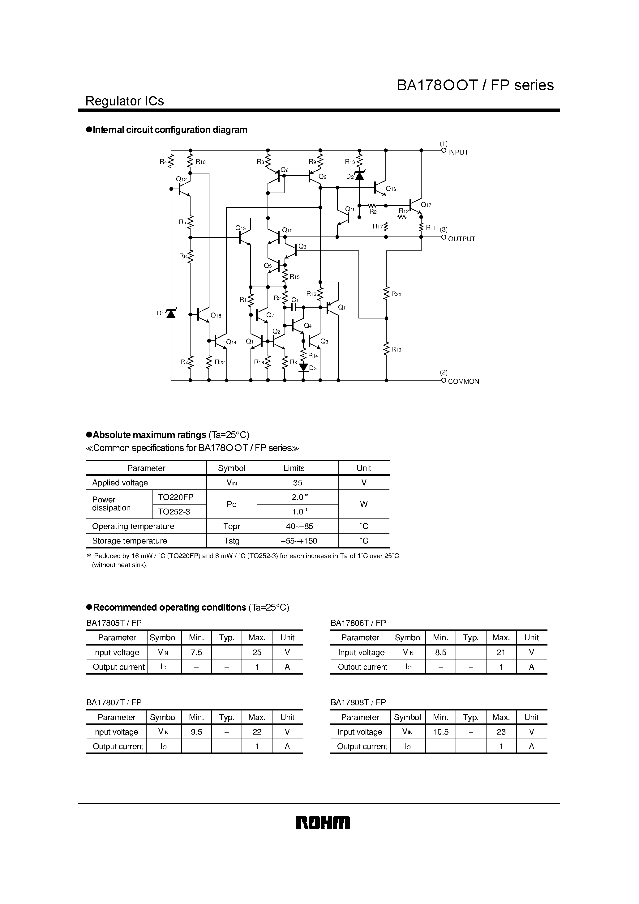 Даташит BA17808T - Standard 78 series/ 3-pin regulator страница 2