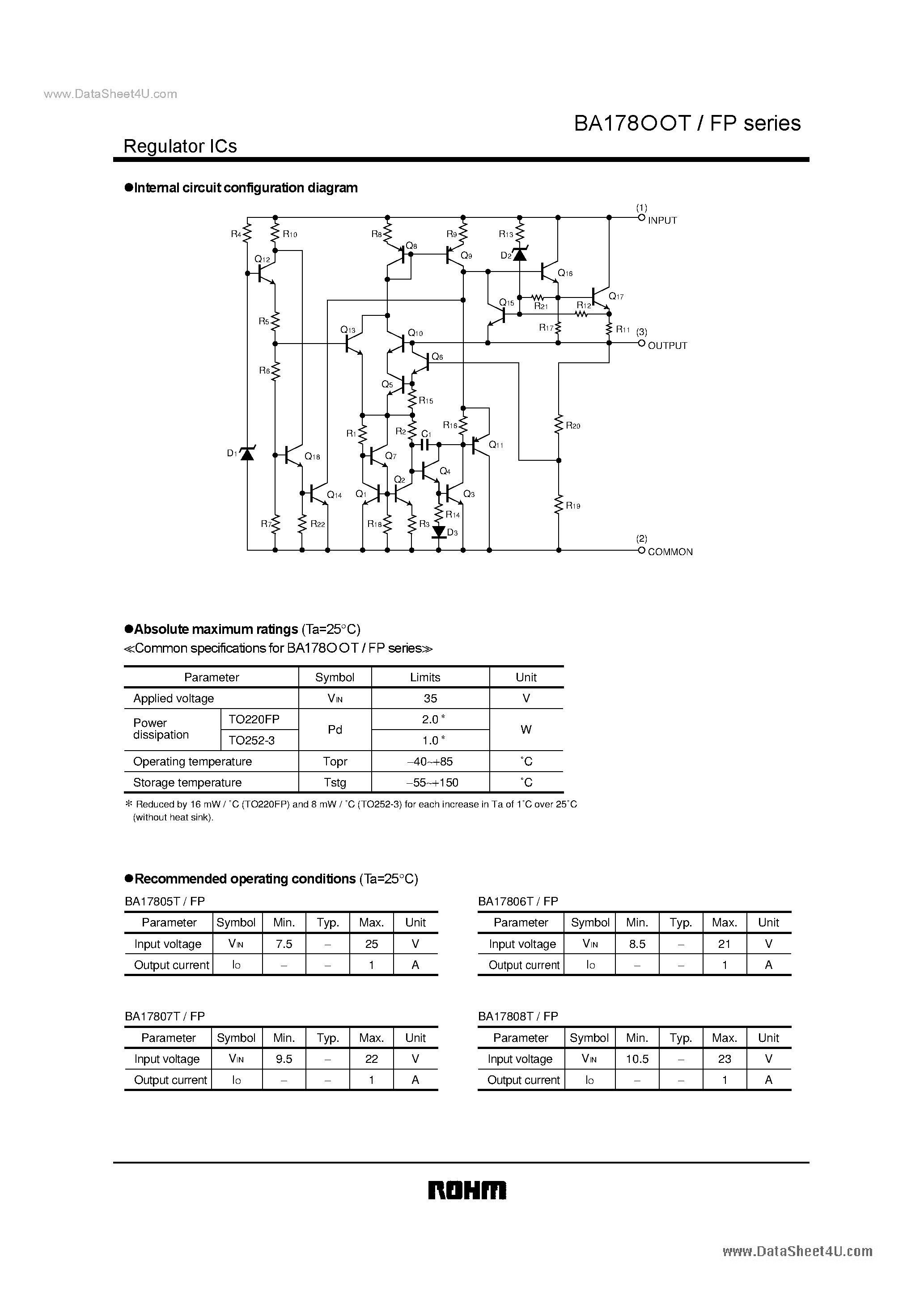 Datasheet BA17809T/FP - Standard 78 series/ 3-pin regulator page 2