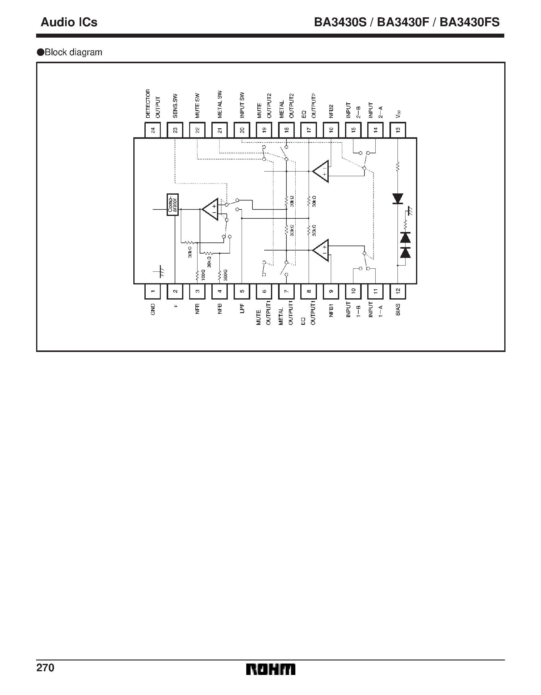 Даташит BA3430F - Stereo pre-amplifiers with mute detection circuits for car stereos страница 2