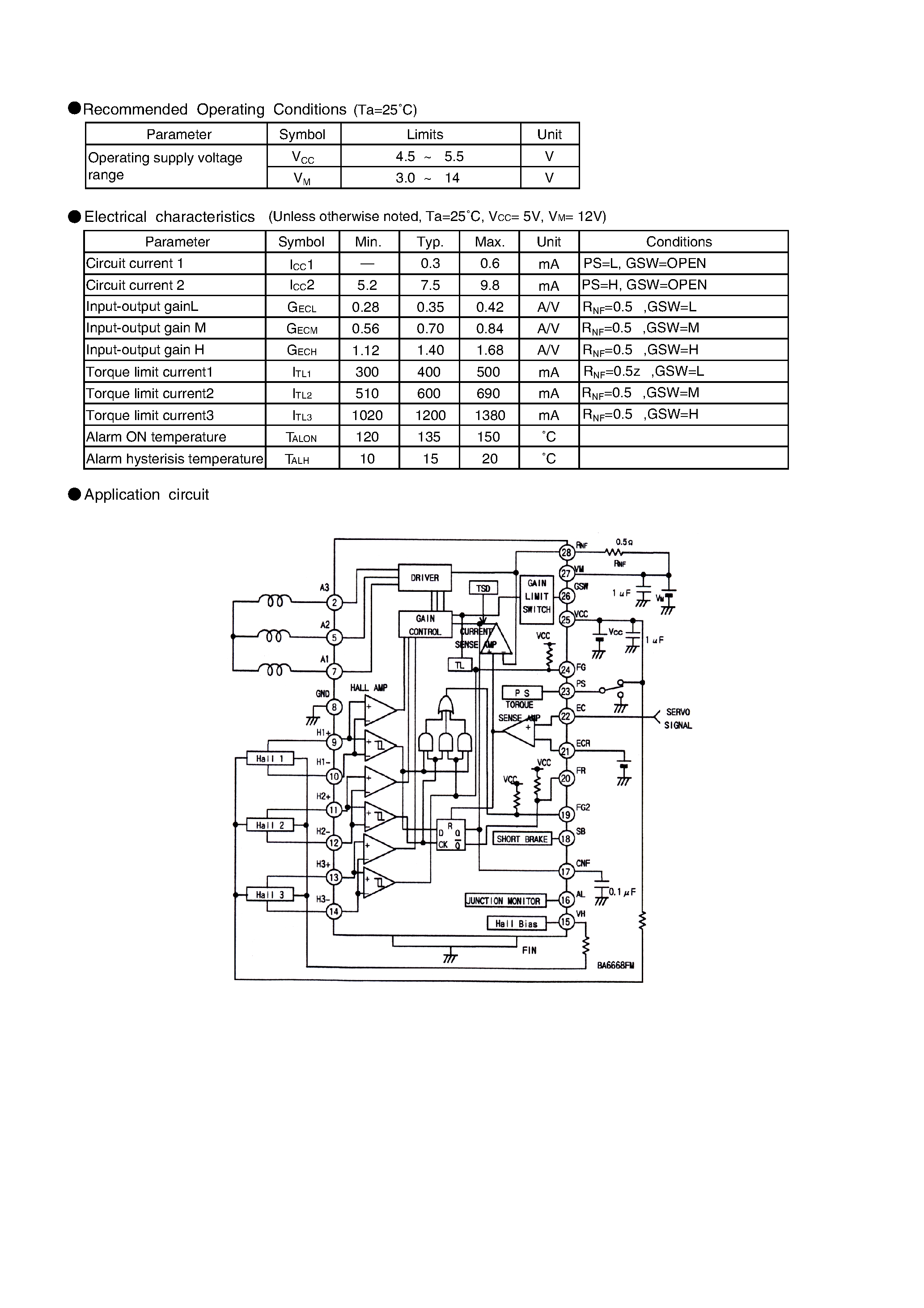 Datasheet BA6668FM - 3-Phase Motor Driver For CD-ROM/R-RW/DVD-ROM/RAM page 2