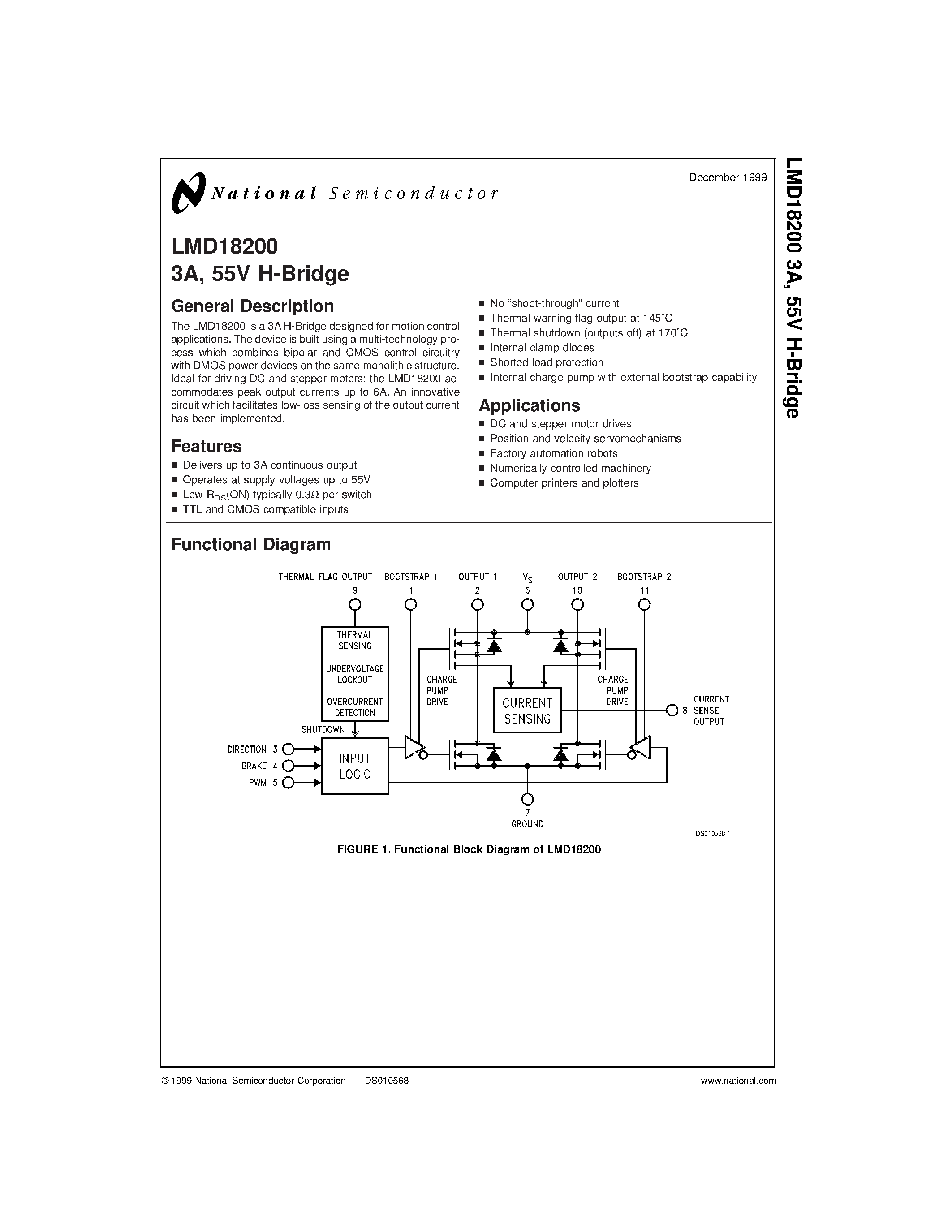 Даташит 5962-9232501MXA - 3A/ 55V H-Bridge страница 1