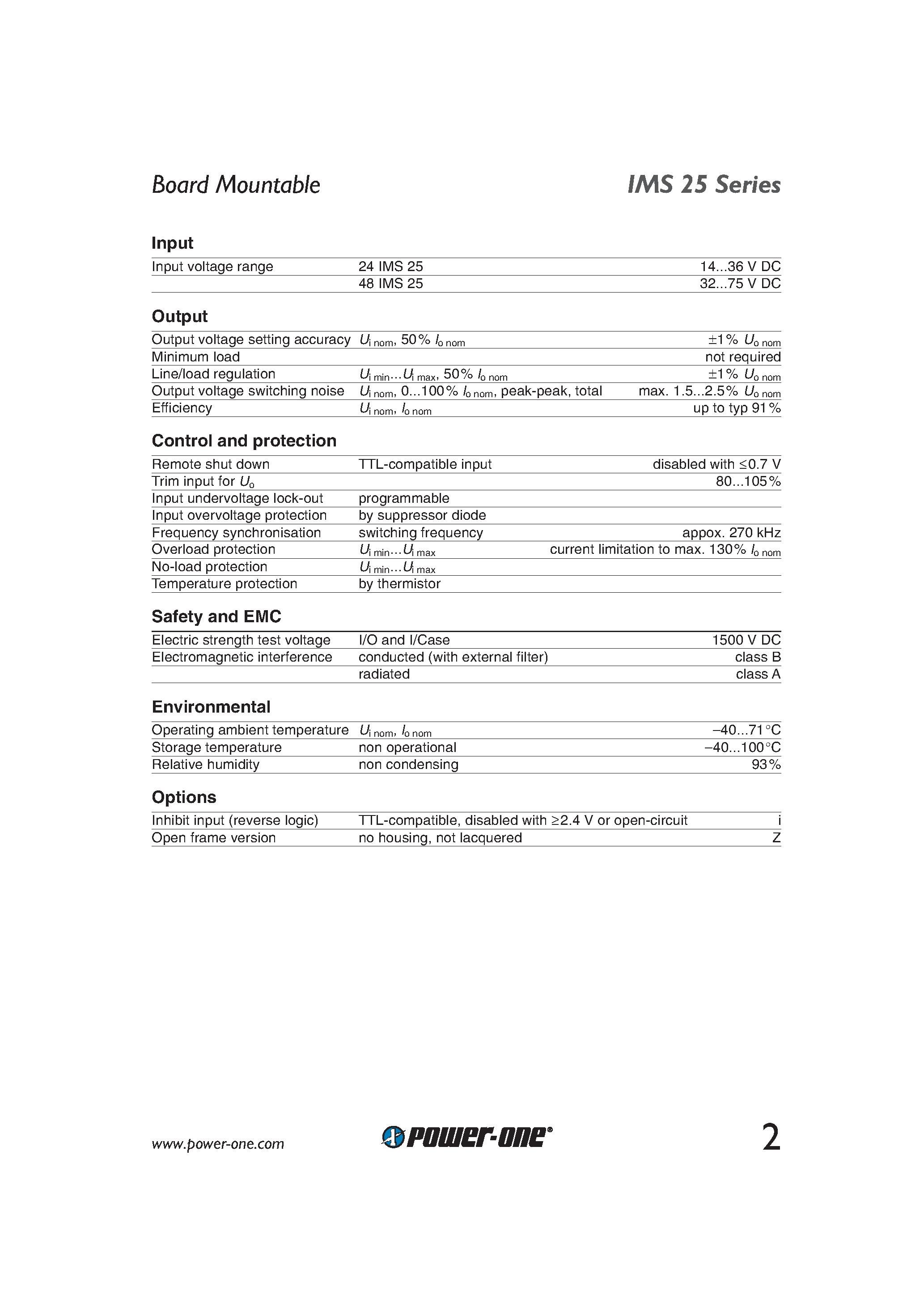 Datasheet 48IMS25-2.5-9G - 25 Watt DC-DC Converters page 2