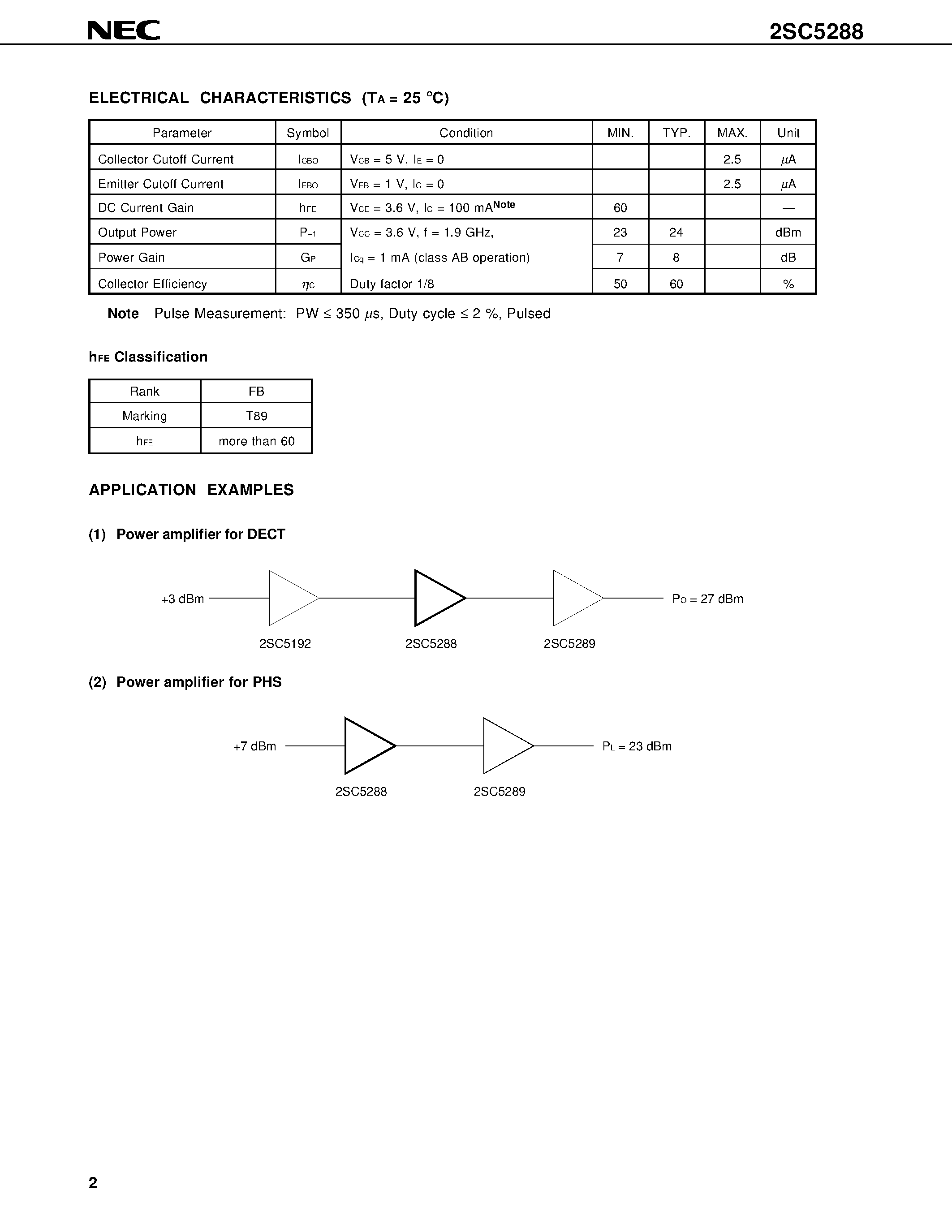 Datasheet 2SC5288 - NPN SILICON EPITAXIAL TRANSISTOR FOR L-BAND LOW-POWER AMPLIFIER page 2