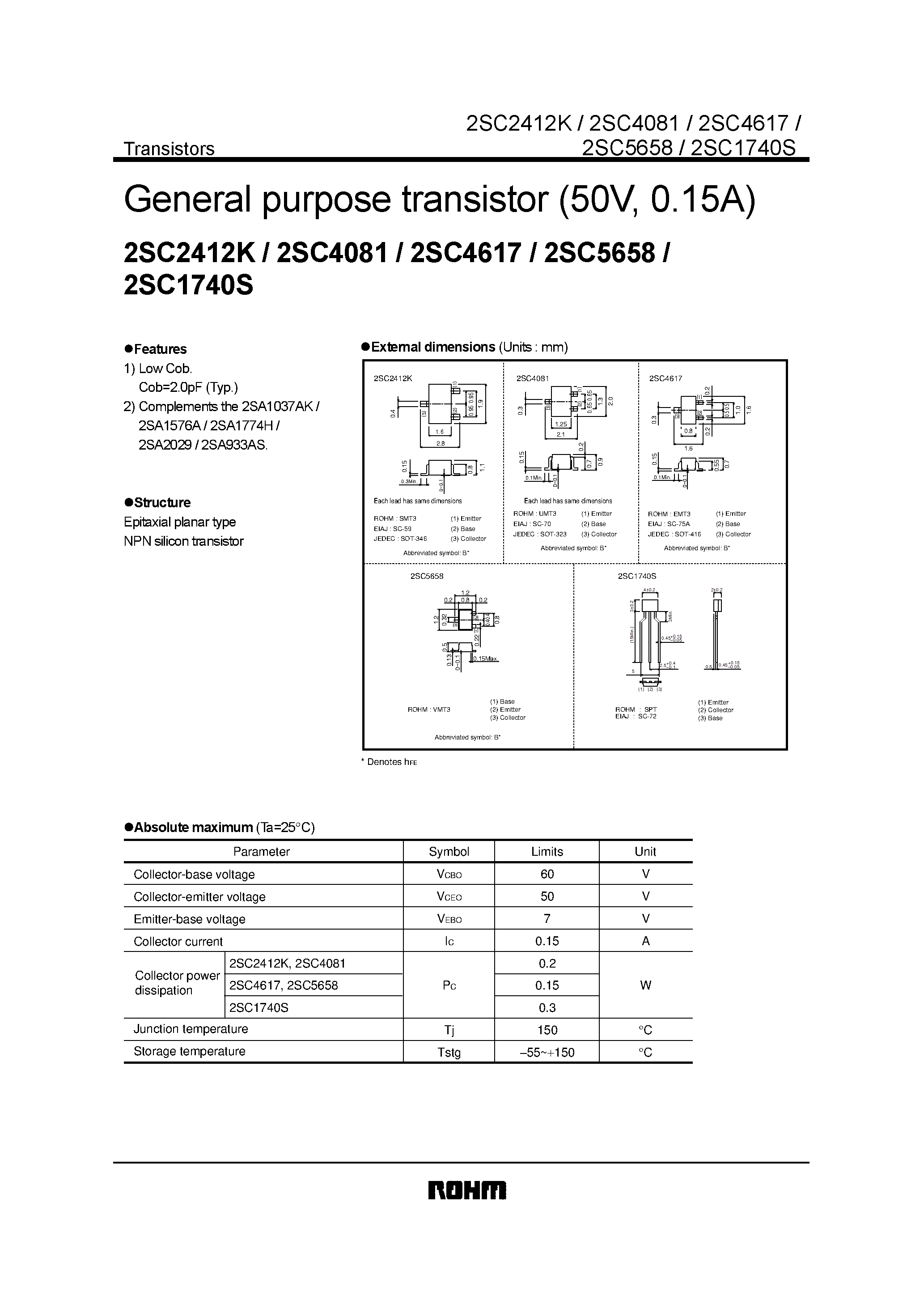 Datasheet 2SC5658 - 2SC4097 / 2SC1741S page 1