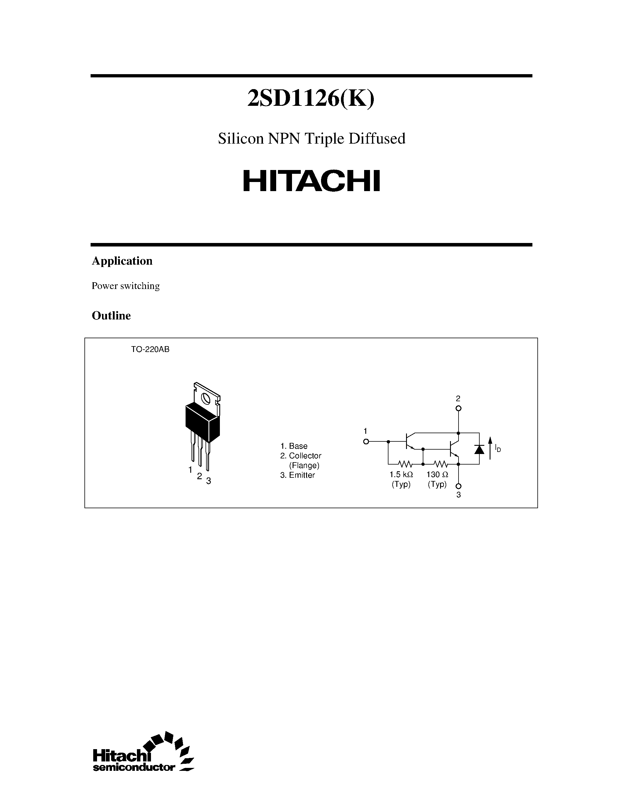 Даташит 2SD1126 - Silicon NPN Triple Diffused страница 1