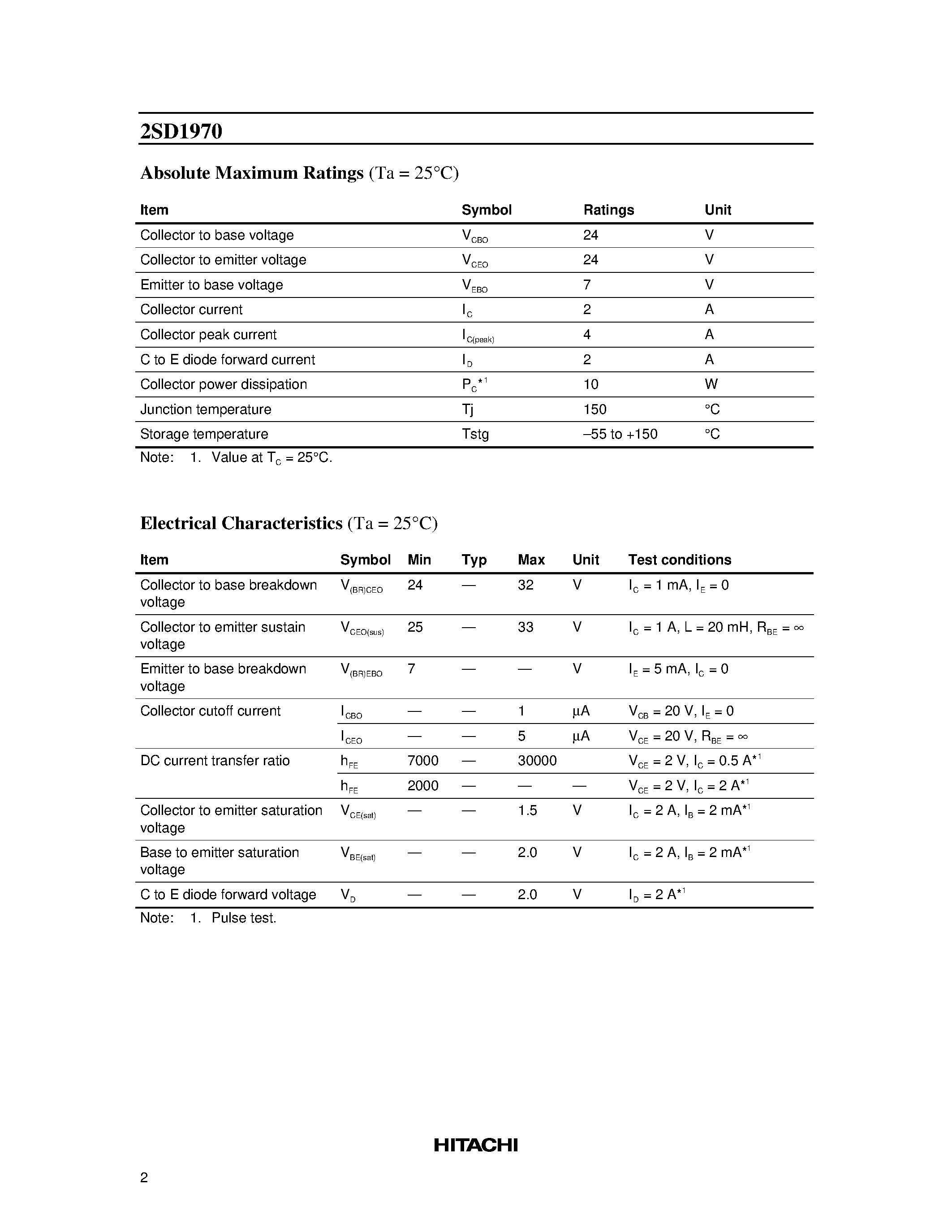 Даташит 2SD1970 - Silicon NPN Epitaxial страница 2