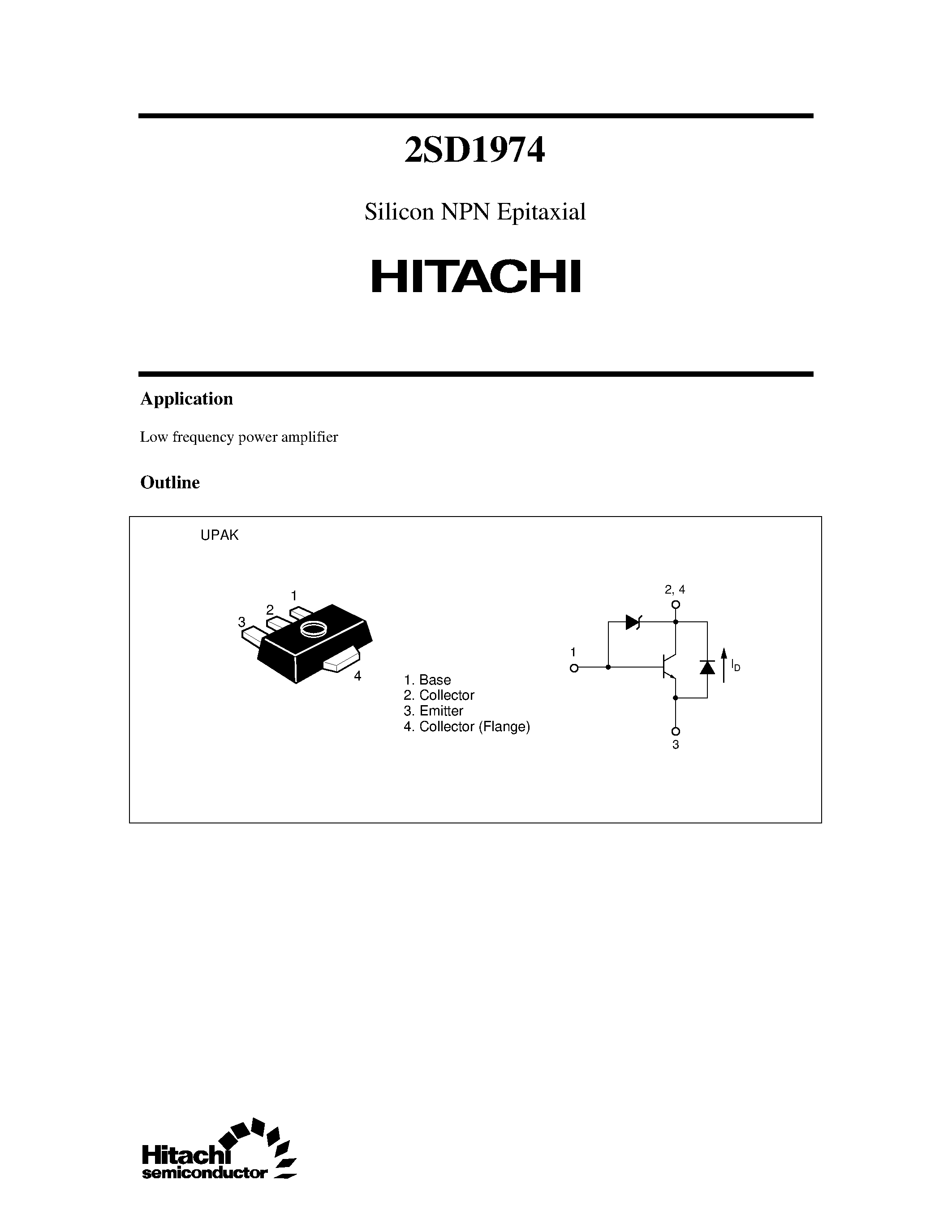 Даташит 2SD1974 - Silicon NPN Epitaxial страница 1