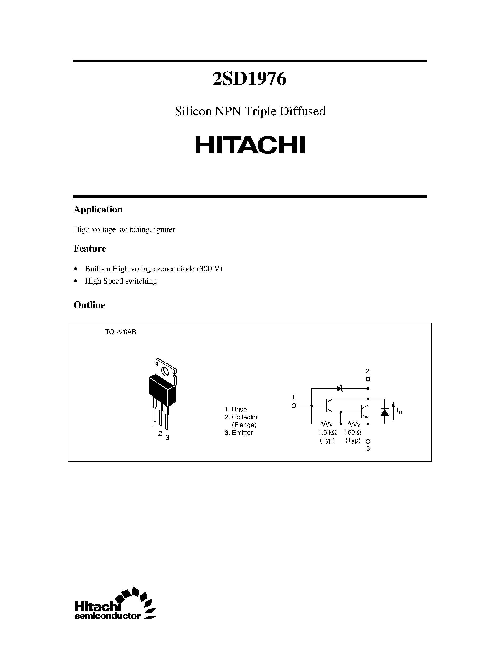 Даташит 2SD1976 - Silicon NPN Triple Diffused страница 1