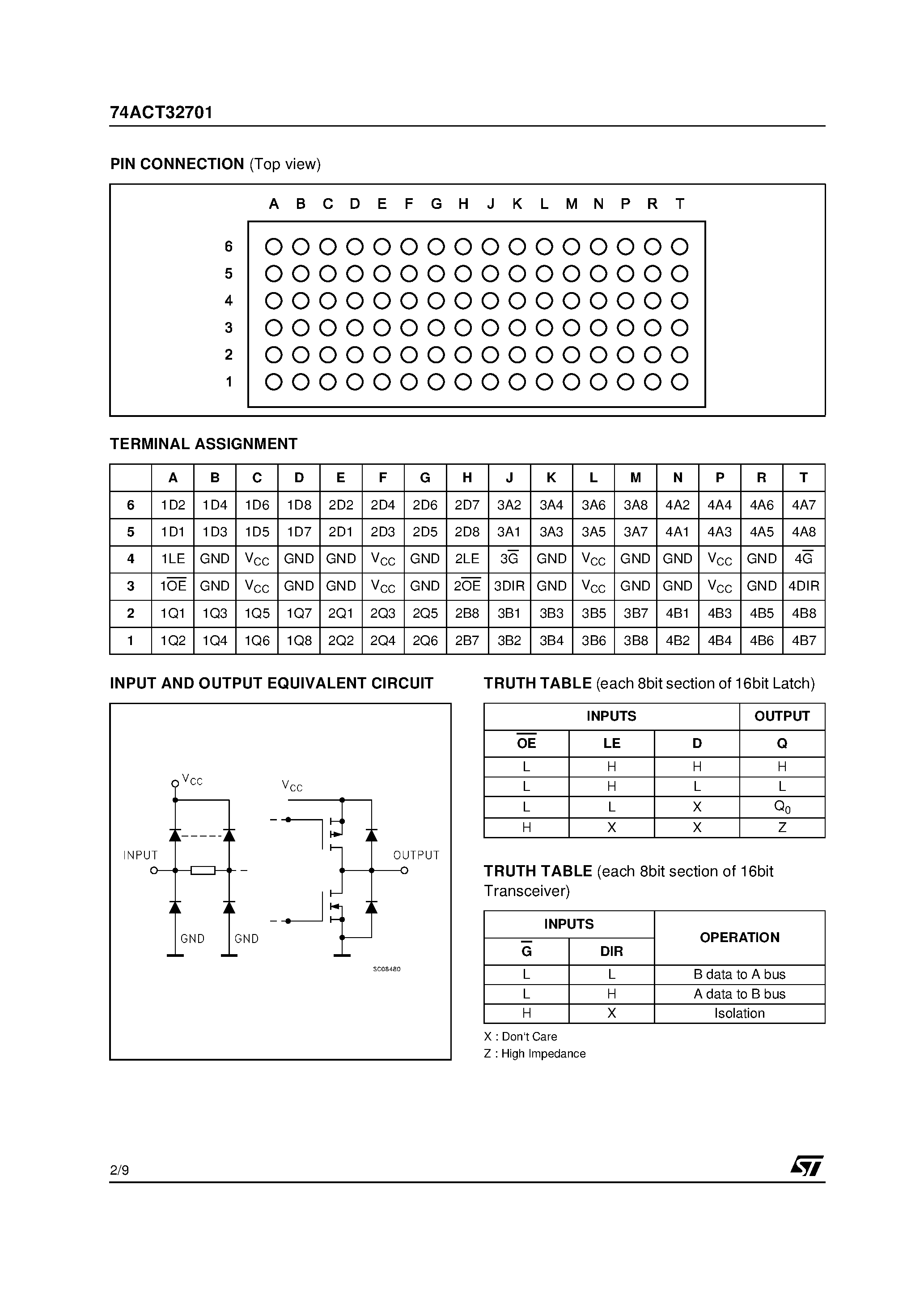 Даташит 74ACT32701 - 16-BIT D-TYPE LATCH PULS 16-BIT BUS BUFFER WITH 3-STATE OUTPUTS (NON INVERTED) страница 2