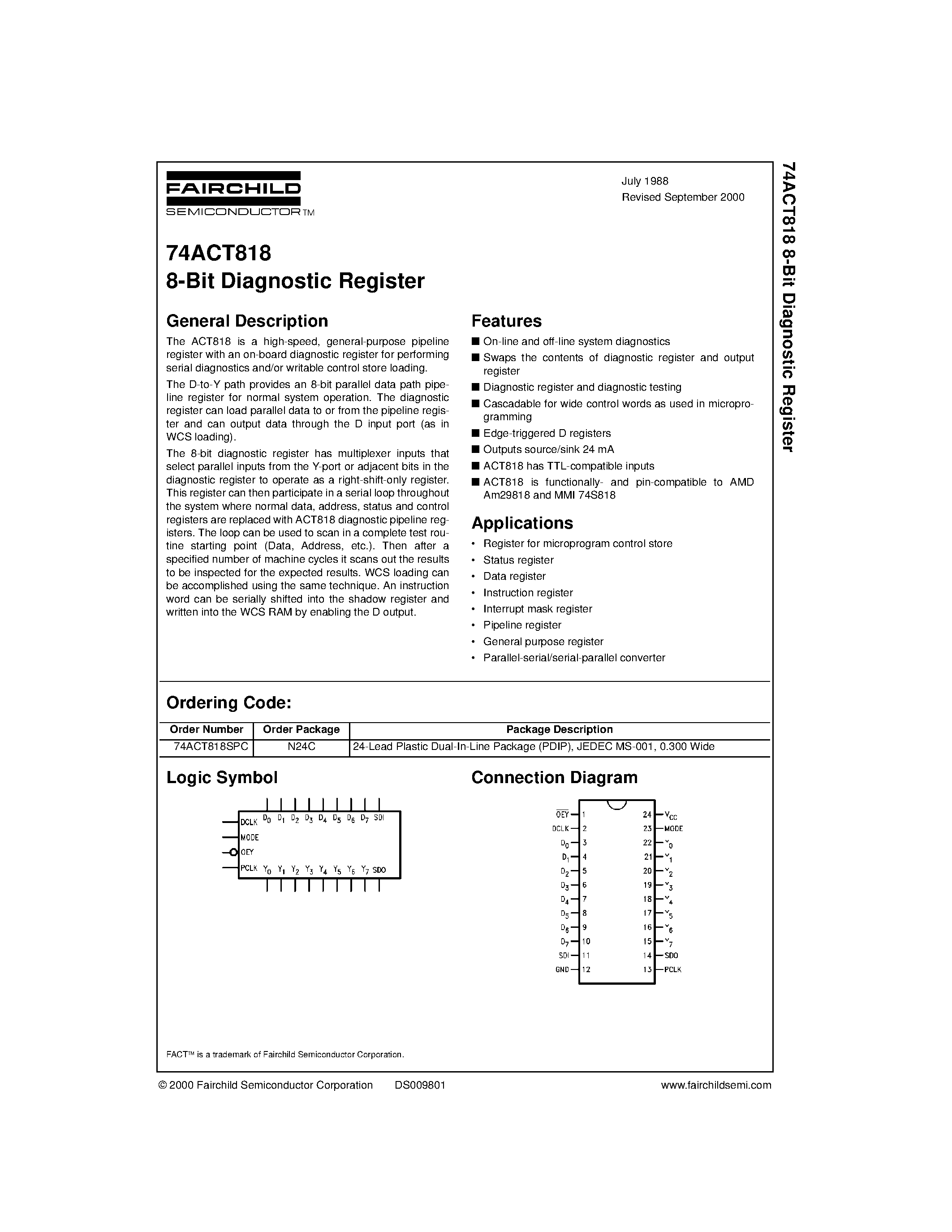 Даташит 74ACT818 - 8-Bit Diagnostic Register страница 1